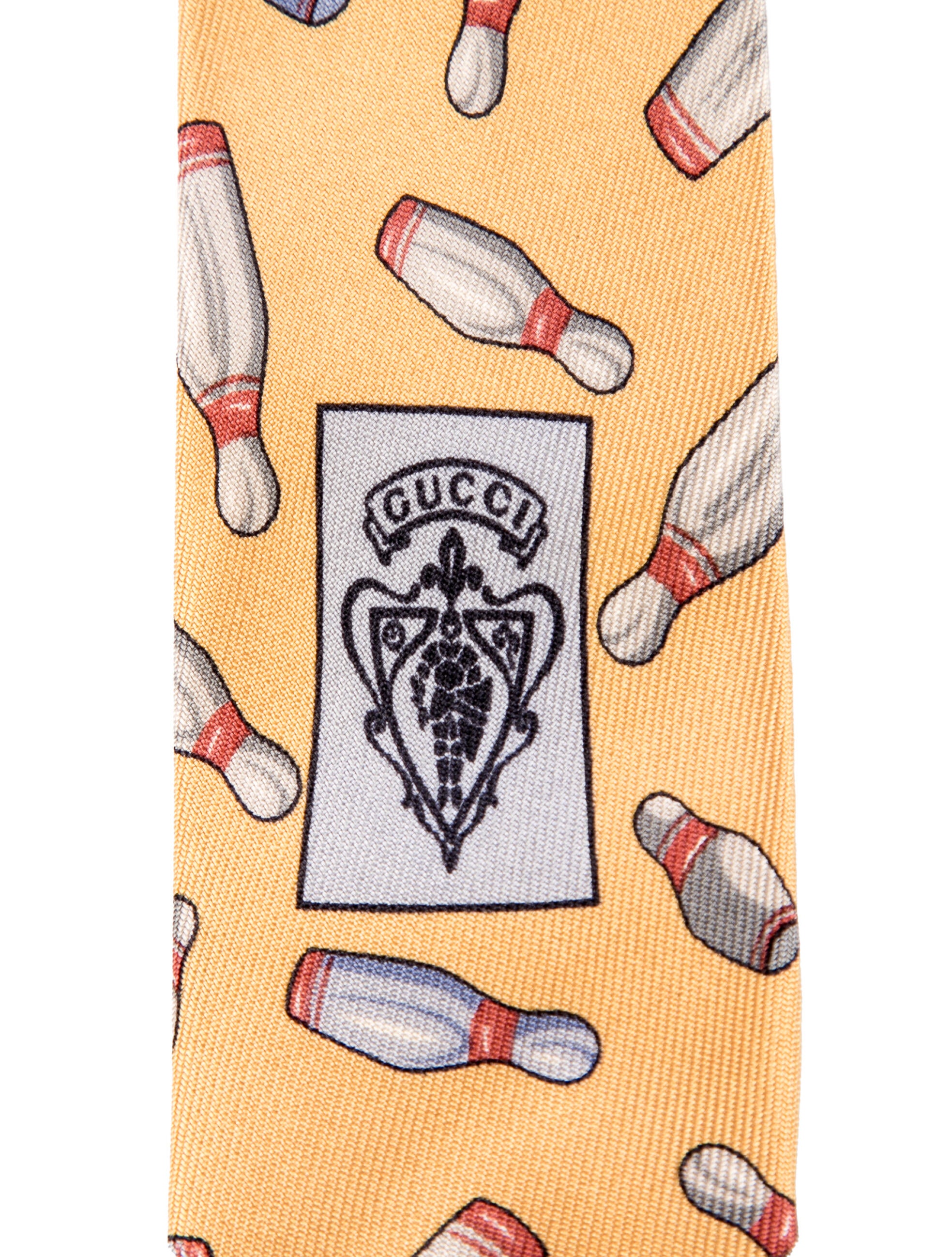 Gucci Men's Yellow Pattern Print Silk