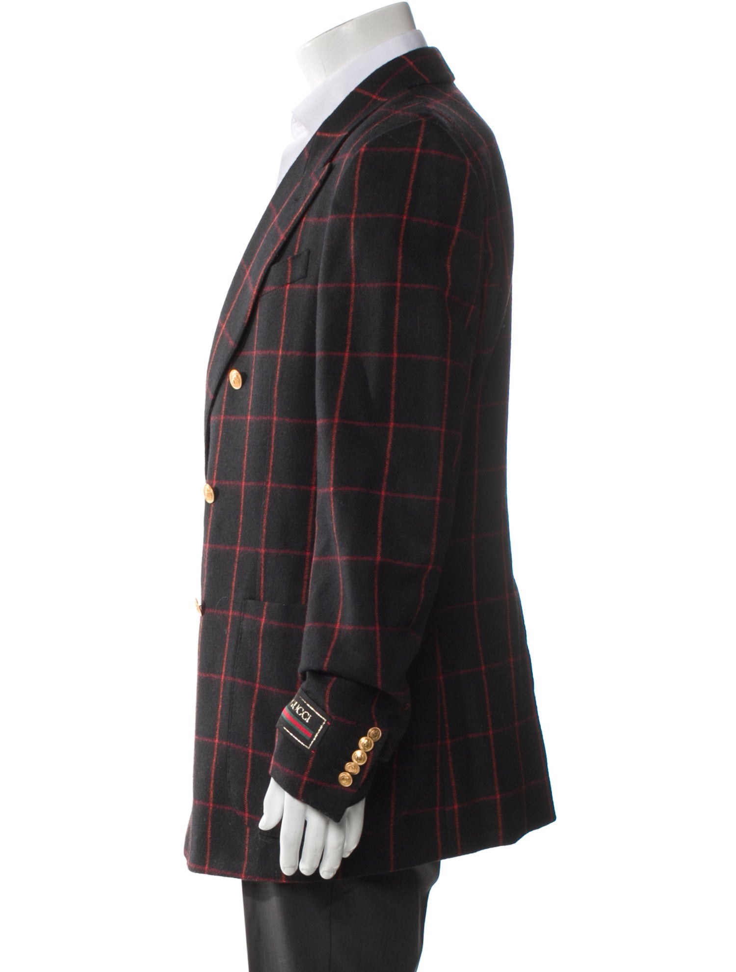 Gucci Wool Plaid Print Blazer