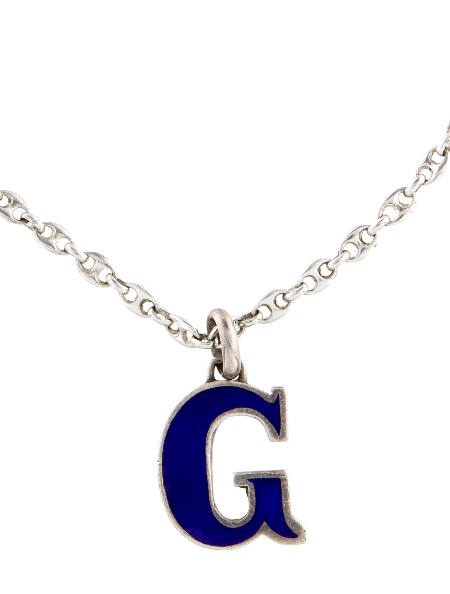Gucci Vintage Enamel Initial 'G' Pendant Necklace