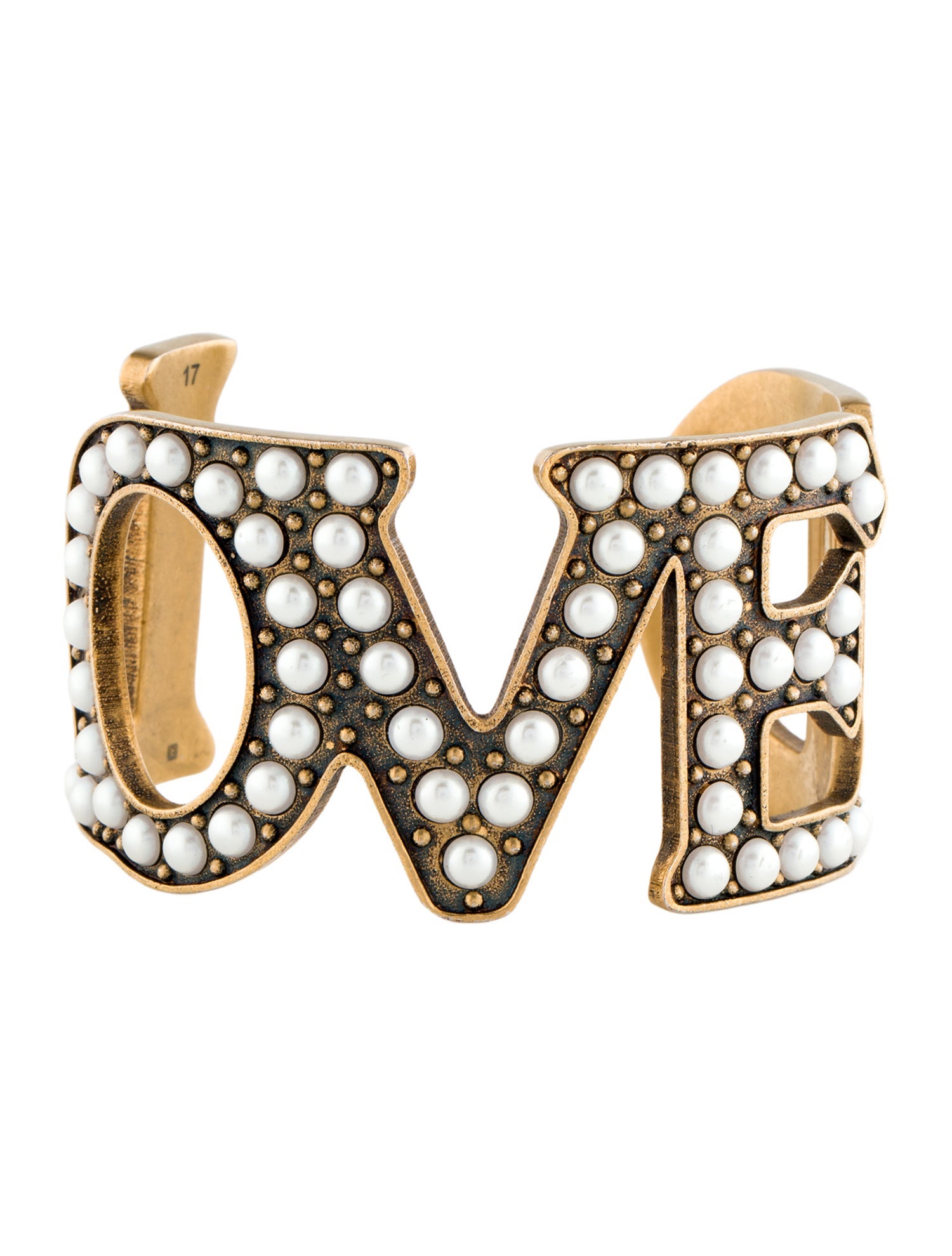 Gucci Faux Pearl 'Loved' Cuff Bracelet
