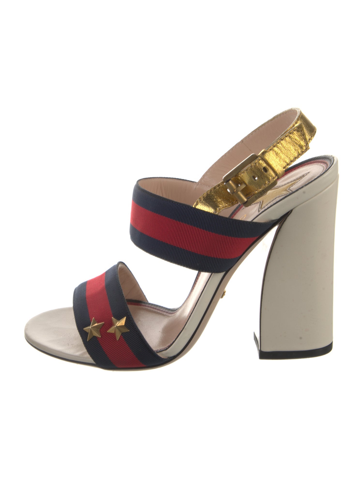Gucci Sylvie Web Accent Leather Slingback Pumps