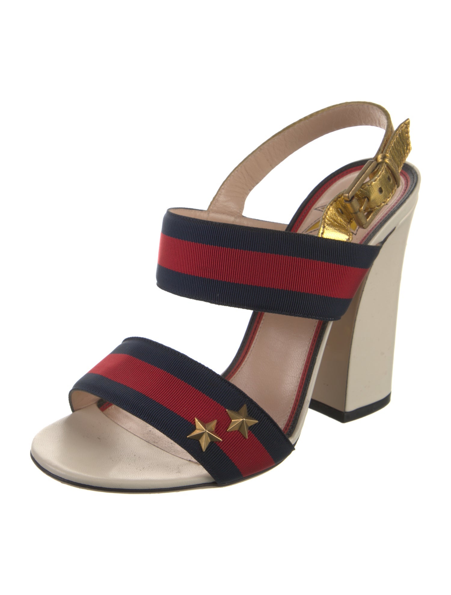 Gucci Sylvie Web Accent Leather Slingback Pumps