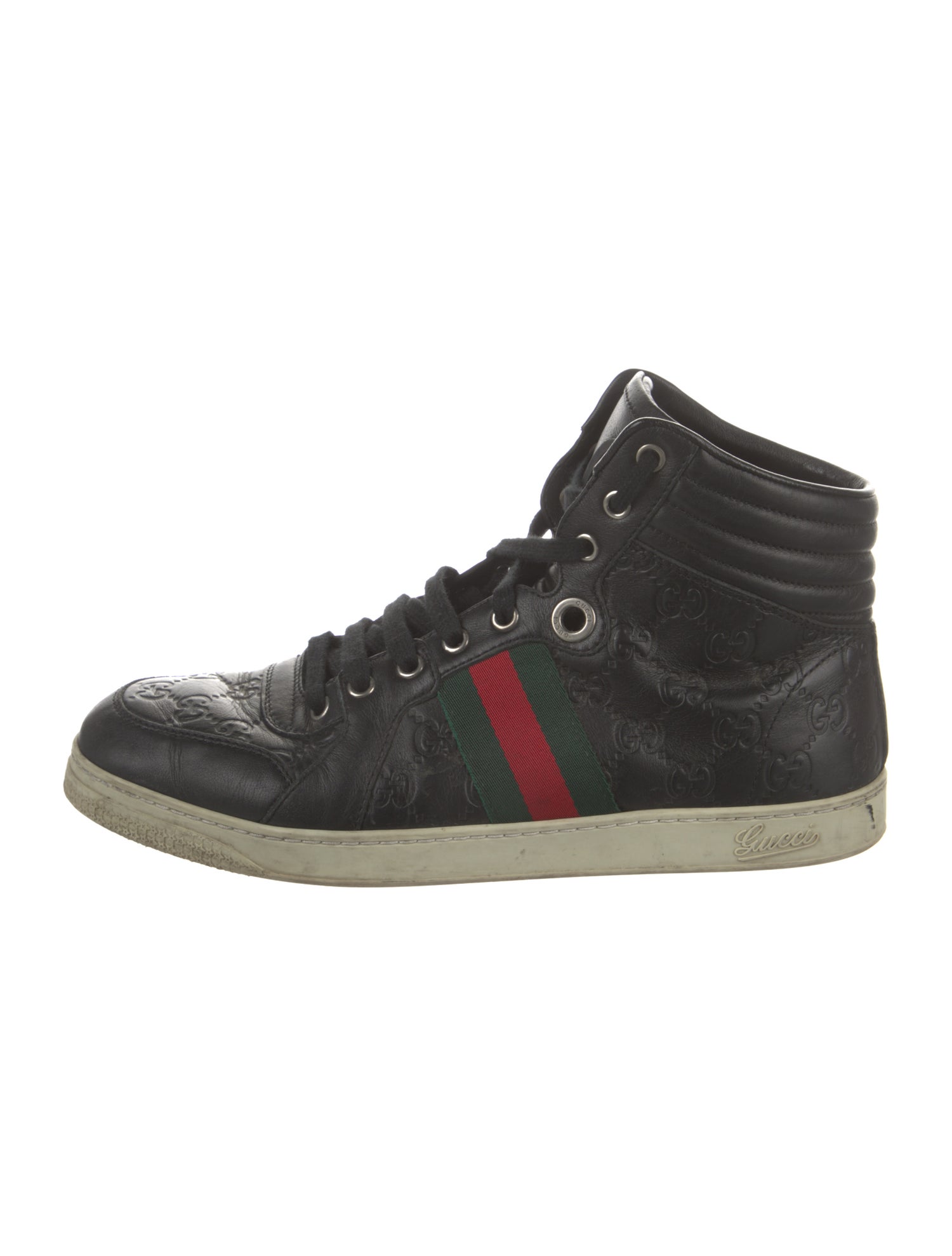 Gucci Web Accent Leather Sneakers