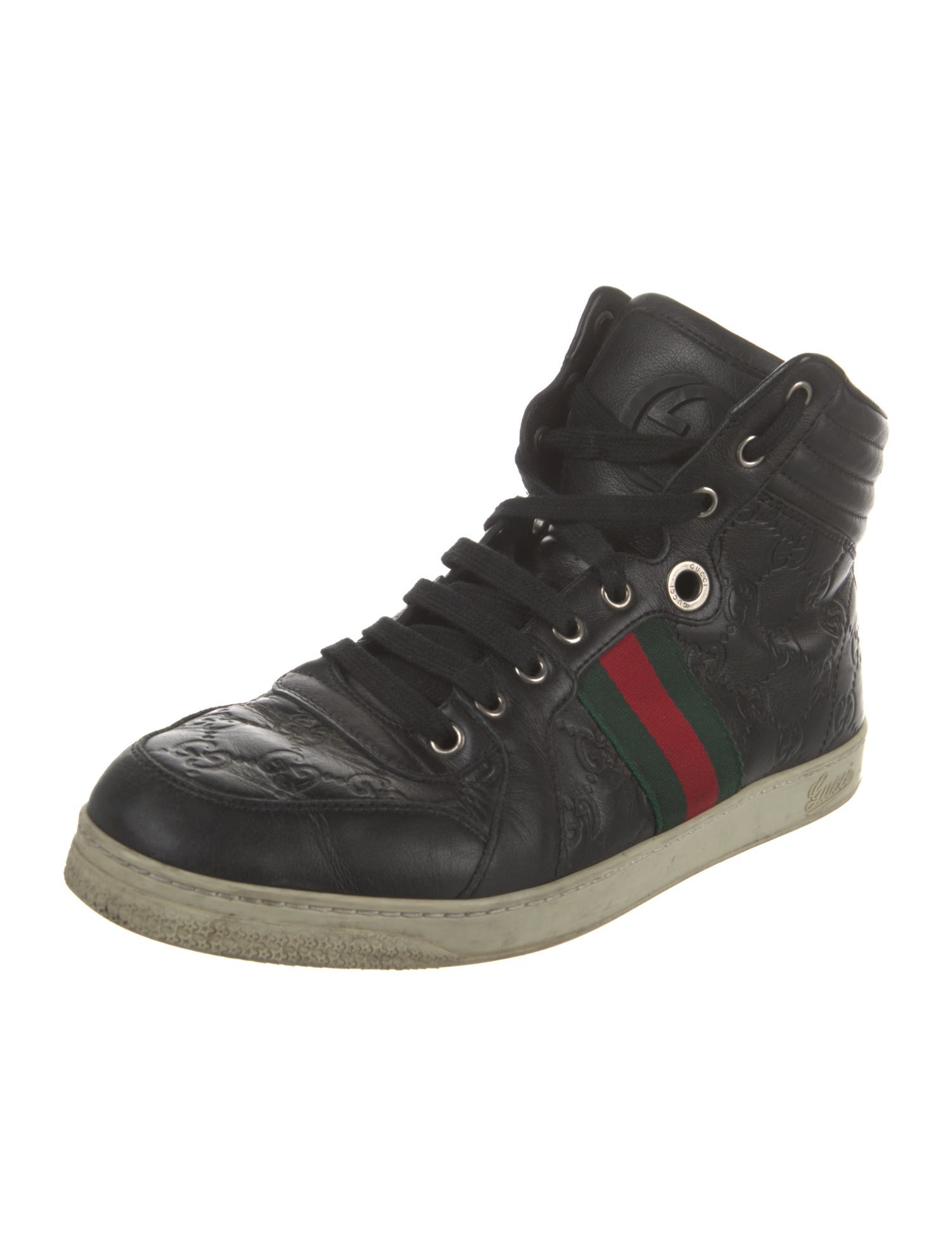 Gucci Web Accent Leather Sneakers
