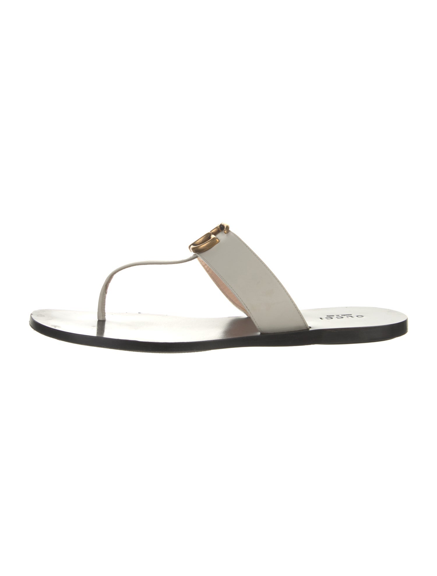 Gucci Double G Logo Leather Flip Flops