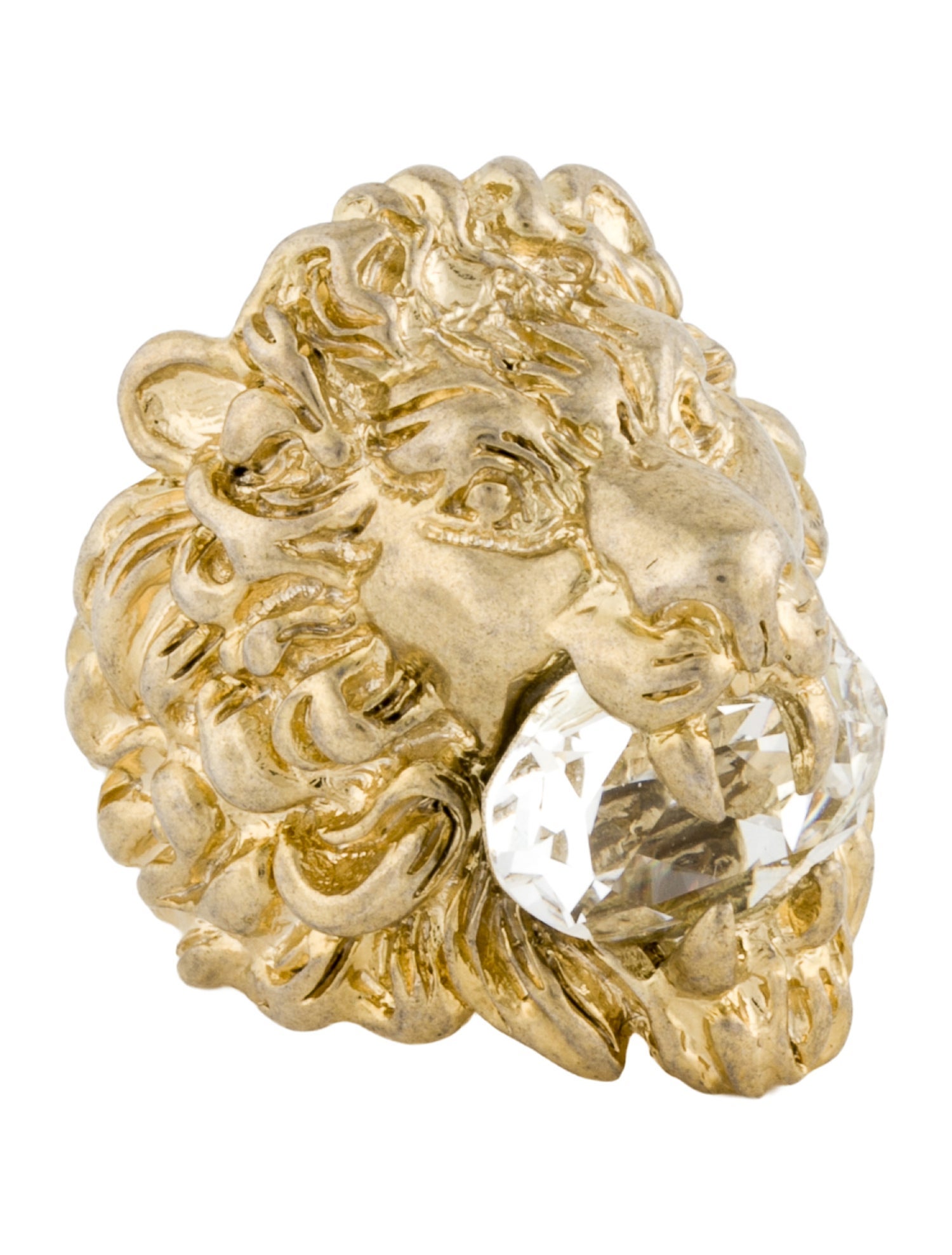 Gucci Crystal Lion Head Cocktail Ring
