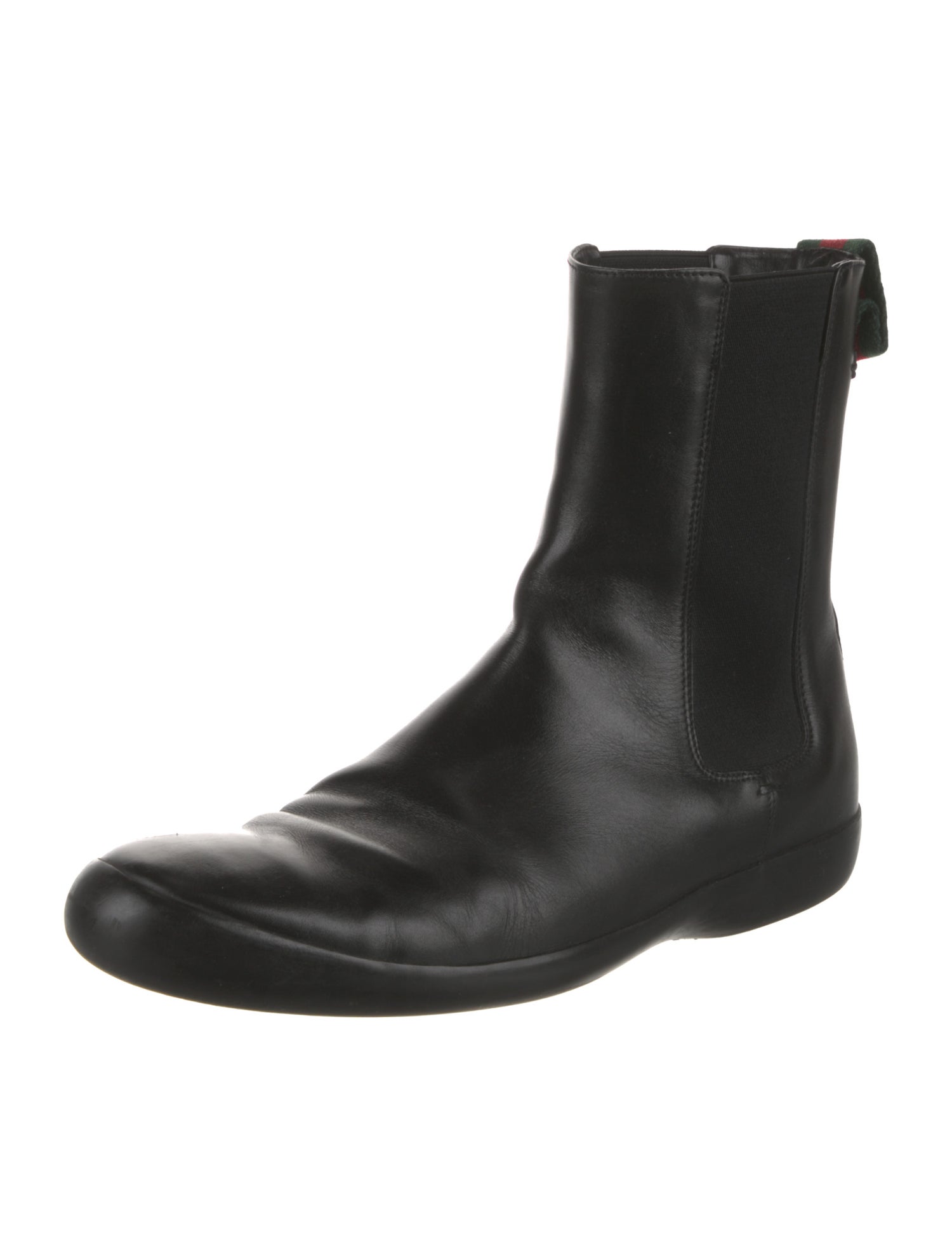 Gucci Web Accent Leather Chelsea Boots