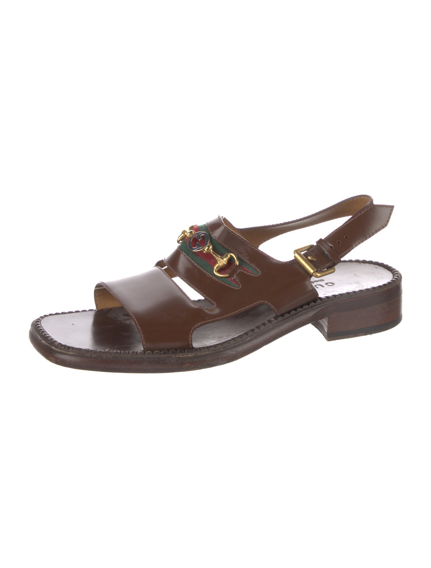 Gucci Web Accent Leather Sandals
