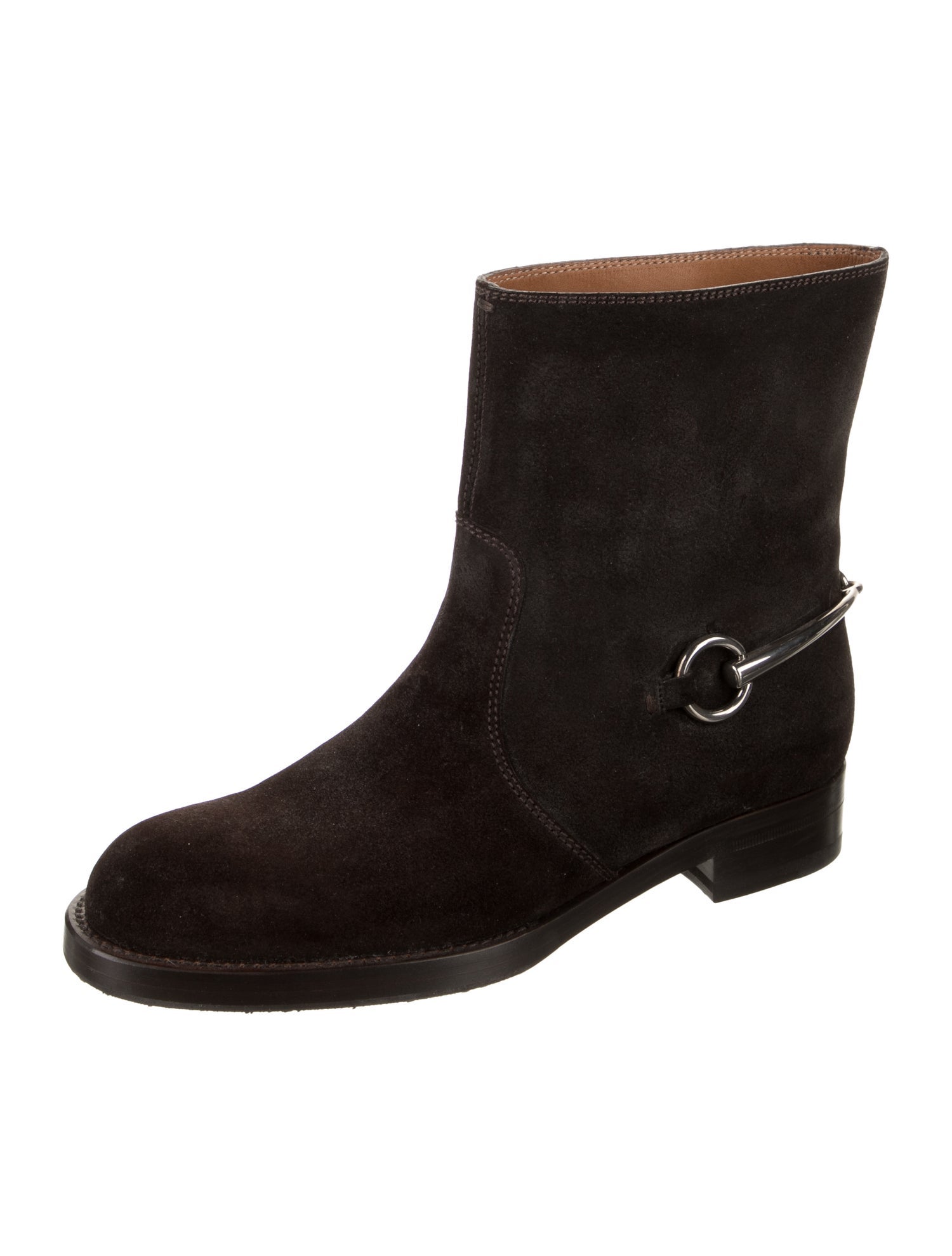 Gucci Horsebit Accent Suede Moto Boots