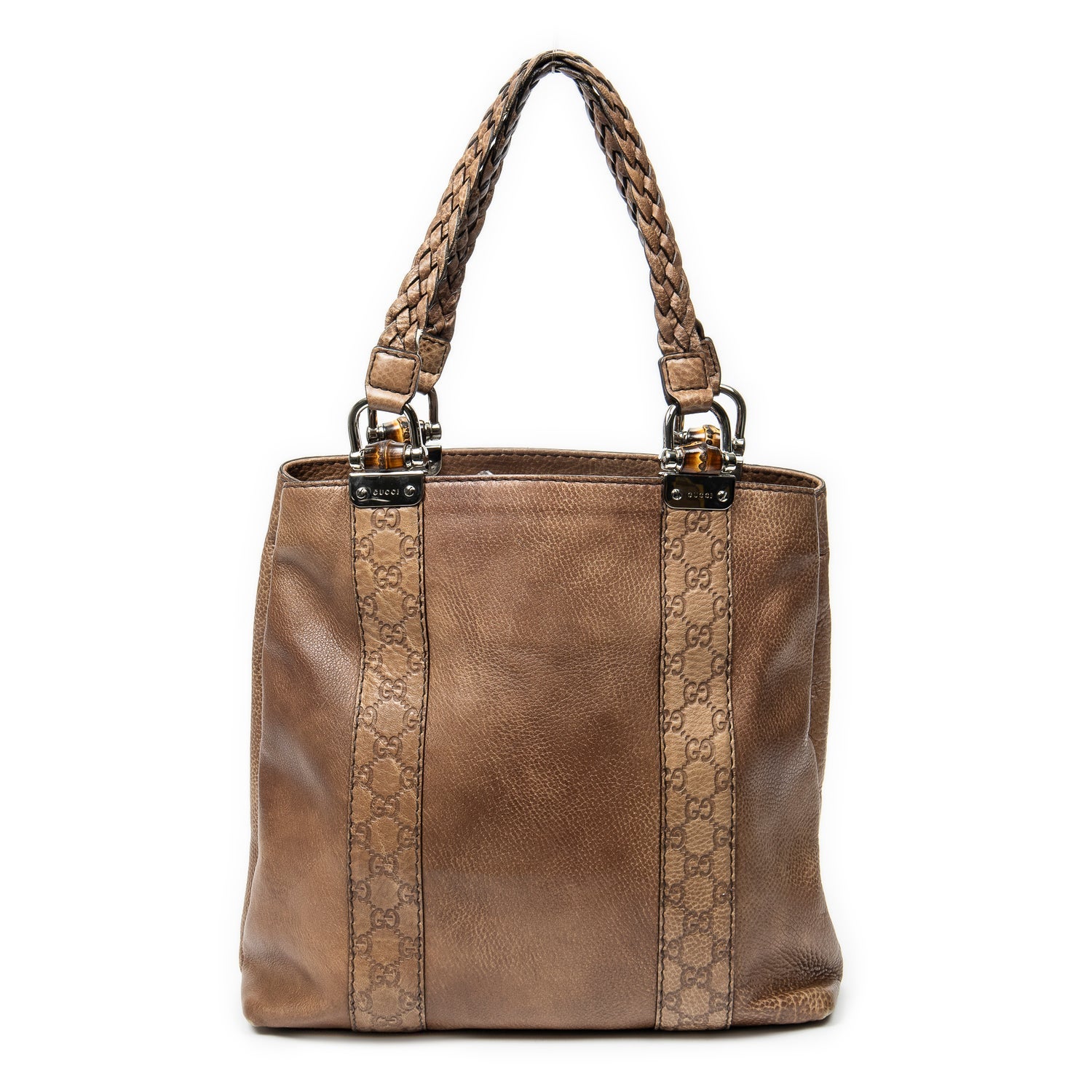 Gucci Leather Vertical Bamboo Bar Shopper Tote
