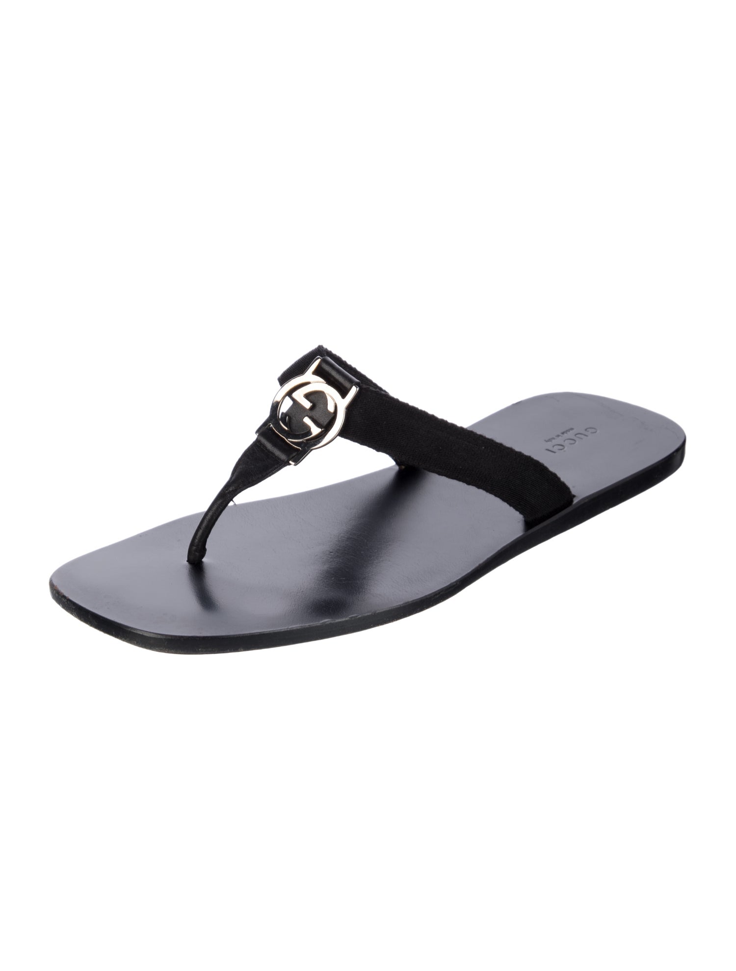 Gucci Interlocking G Logo Leather Flip Flops