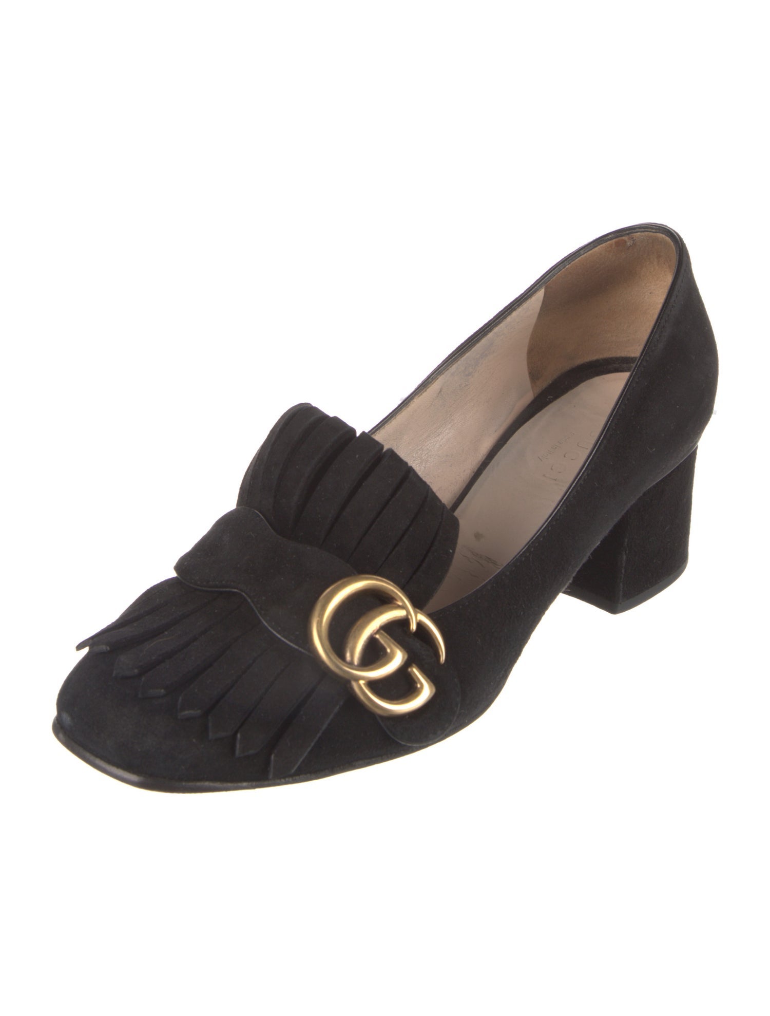 Gucci Double G Logo Suede Pumps