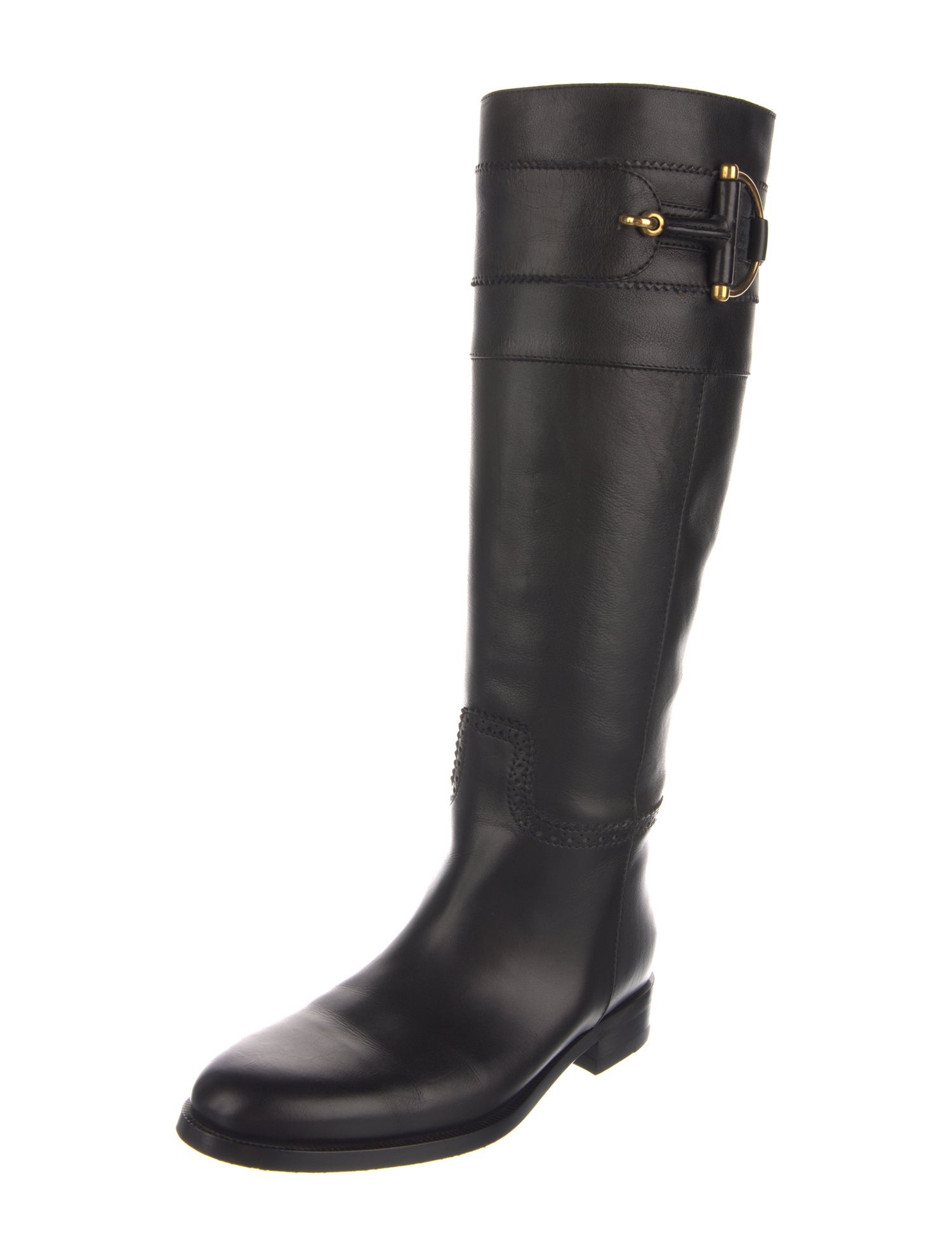 Gucci Hasler Horsebit Accent Leather Riding Boots