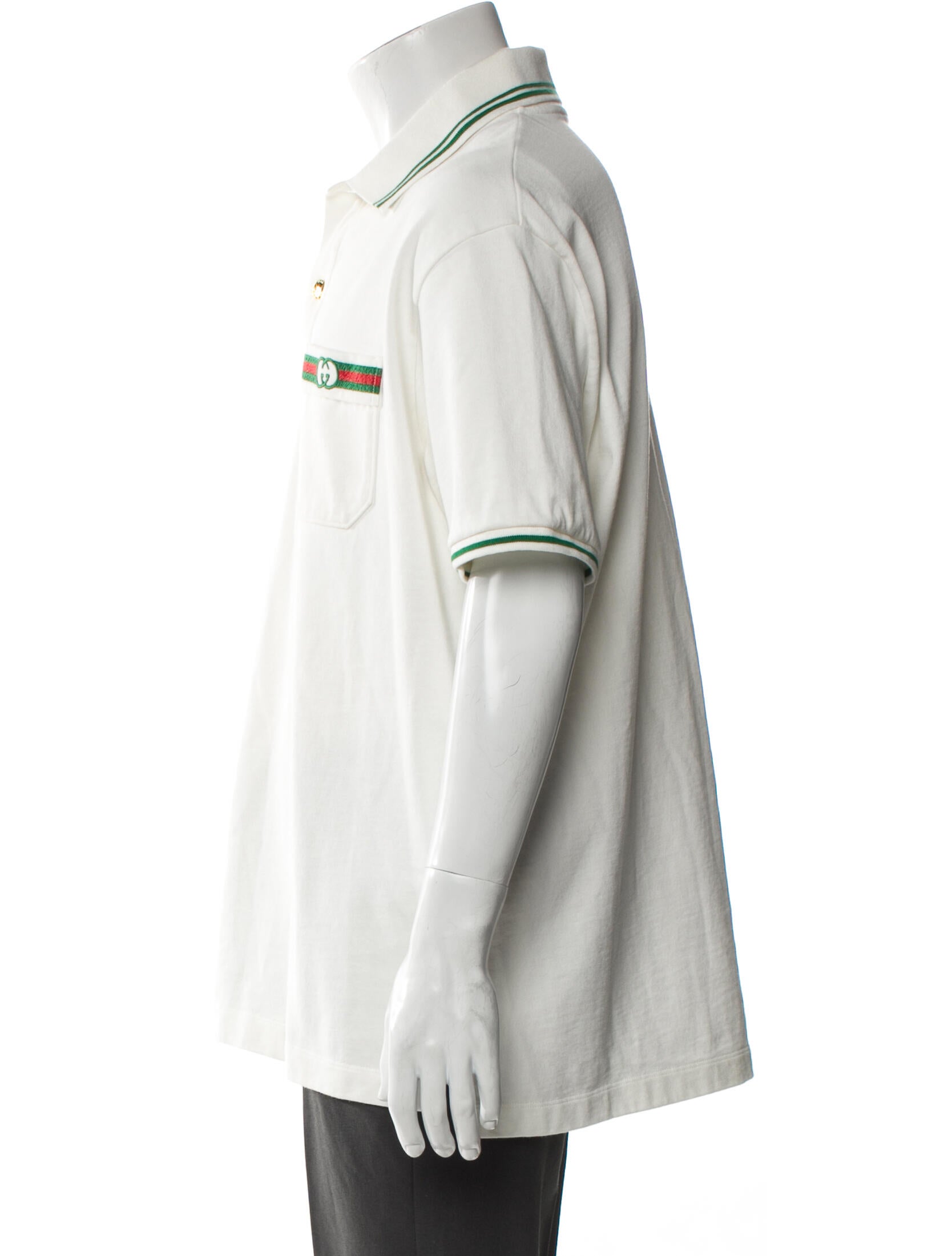 Gucci Web Accent V-Neck Polo Shirt