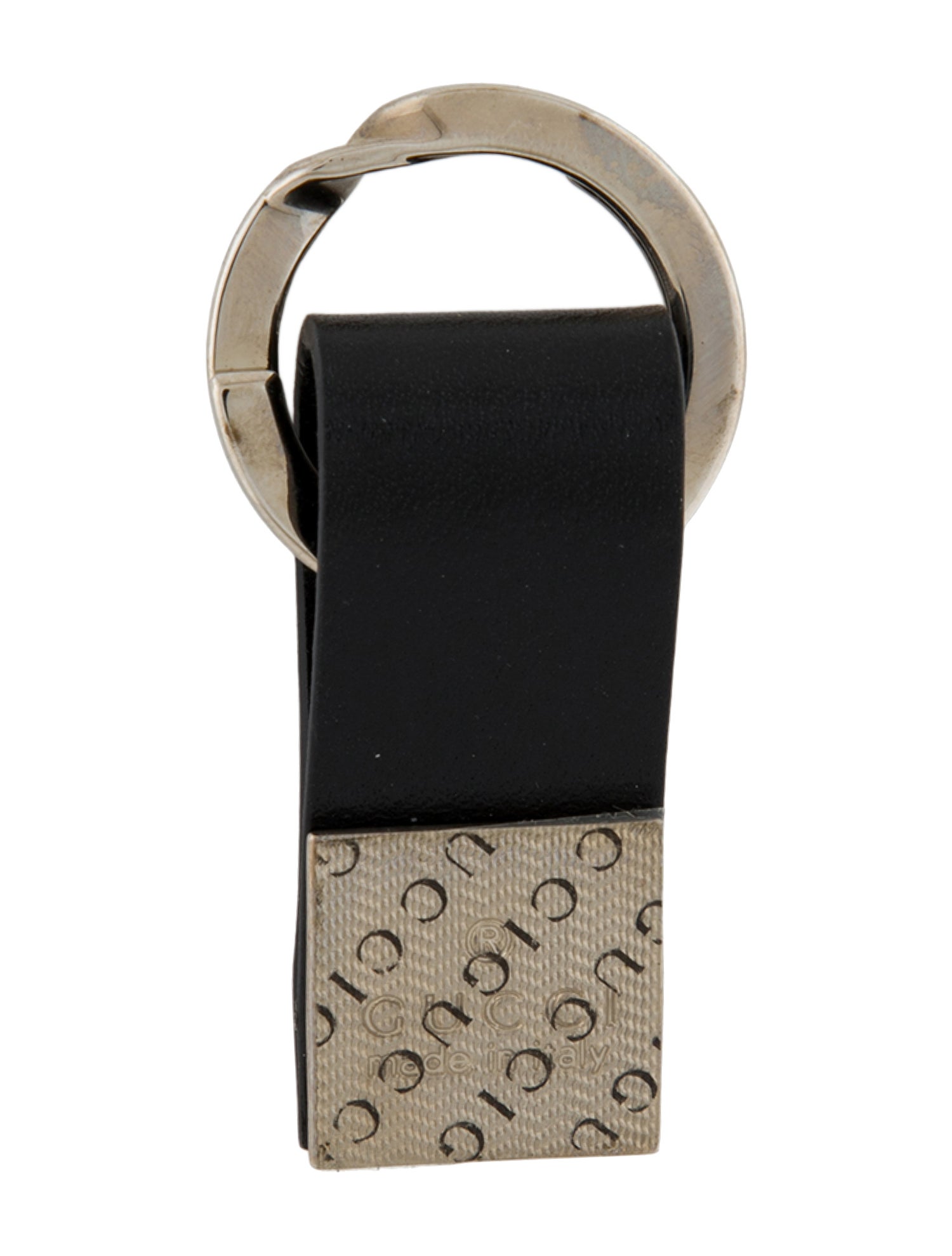 Gucci Leather Gold Engraved Keychain