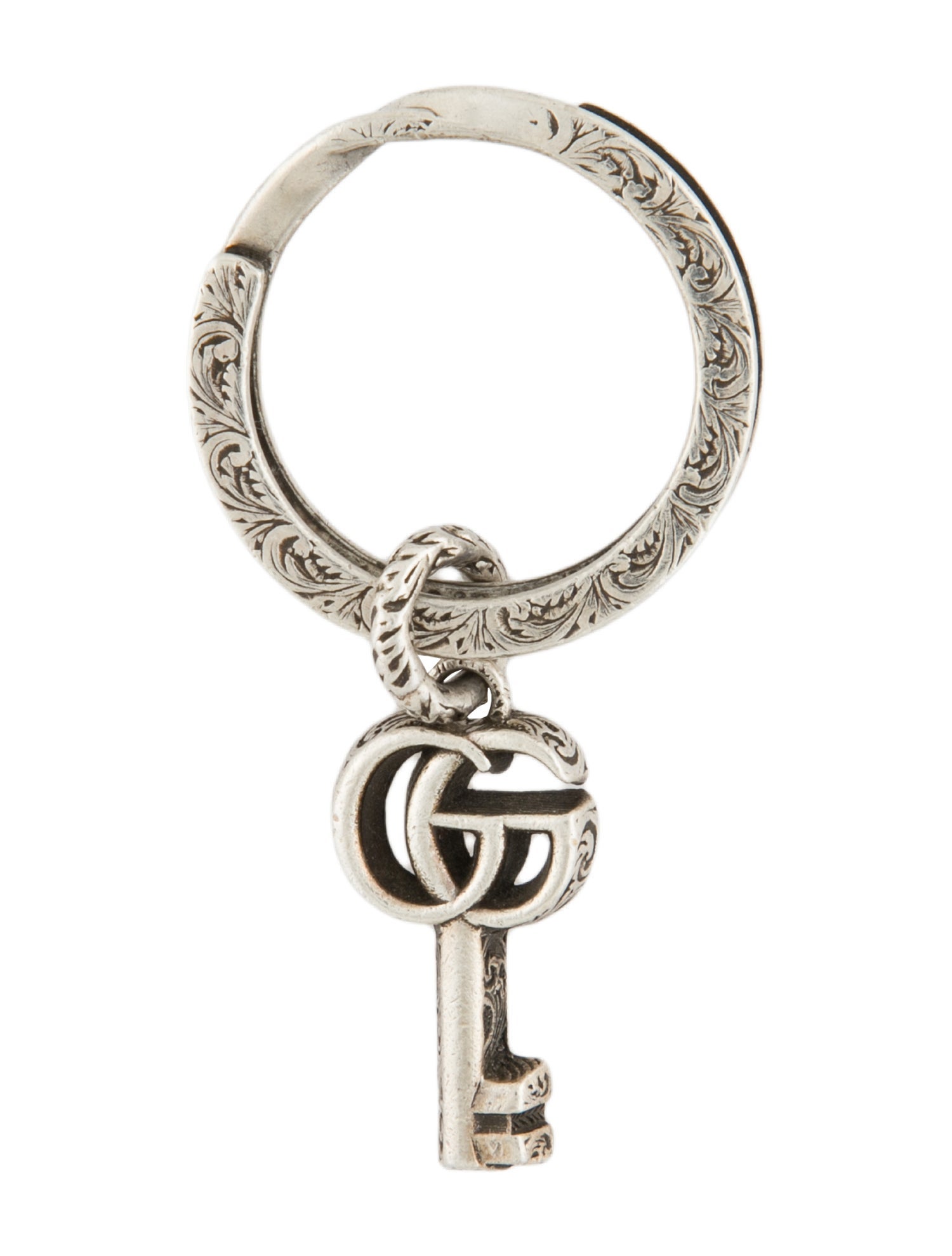 Gucci Silver Engraved Keychain