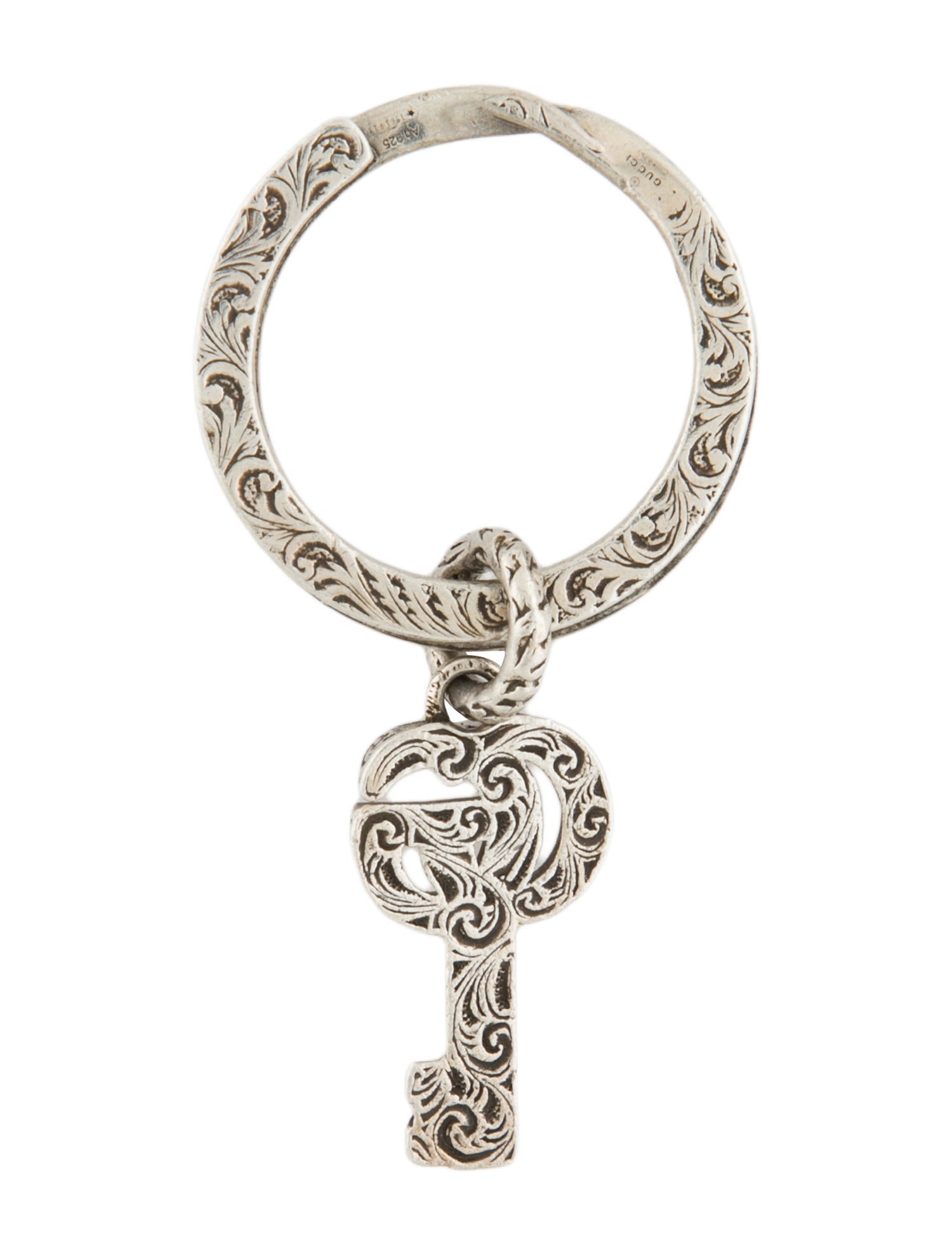 Gucci Silver Engraved Keychain