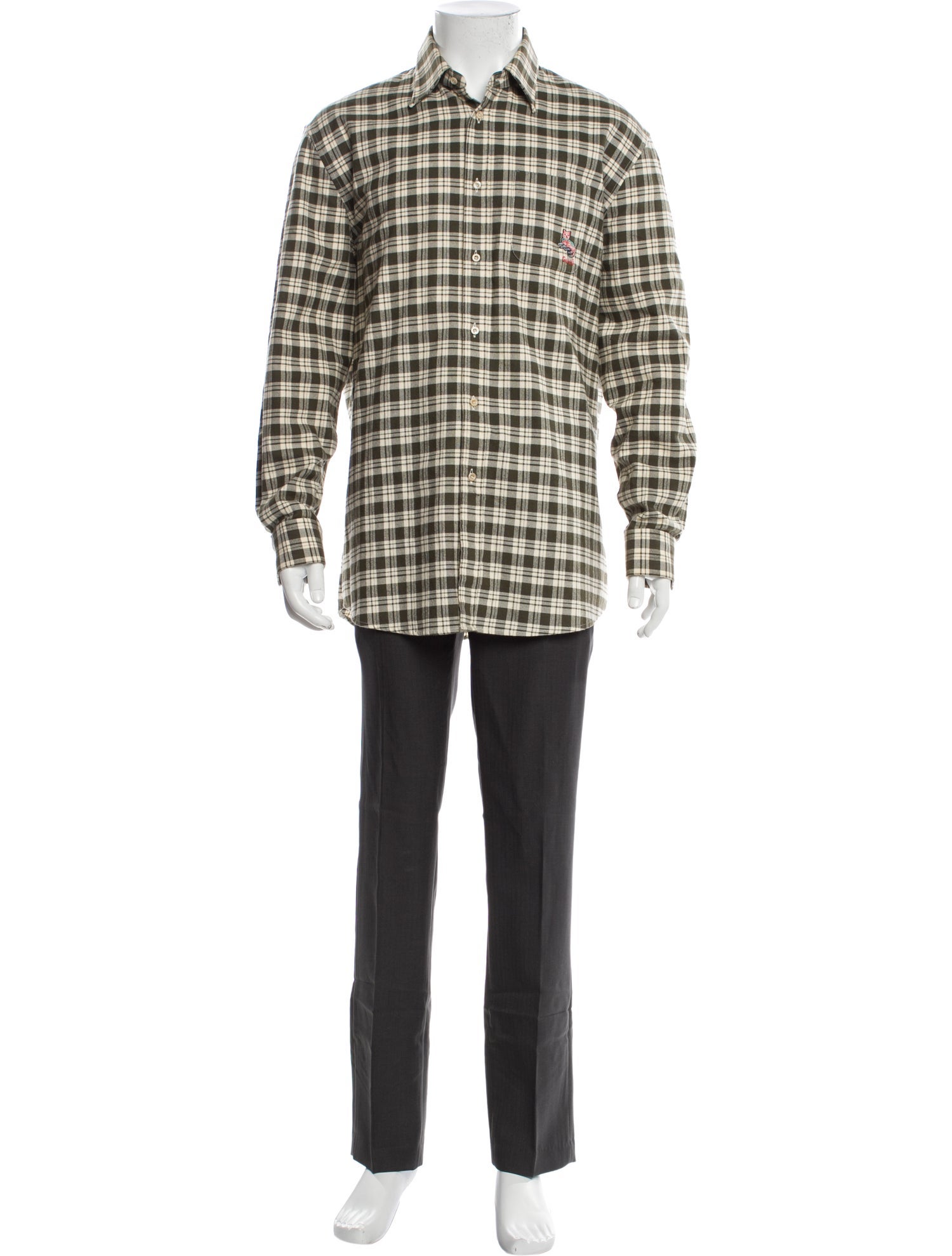 Gucci Plaid Print Long Sleeve Shirt