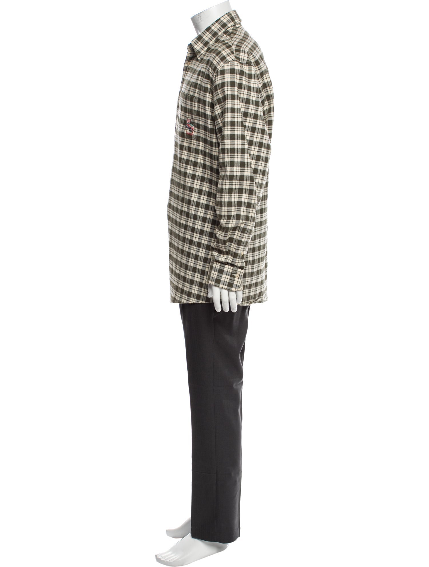 Gucci Plaid Print Long Sleeve Shirt