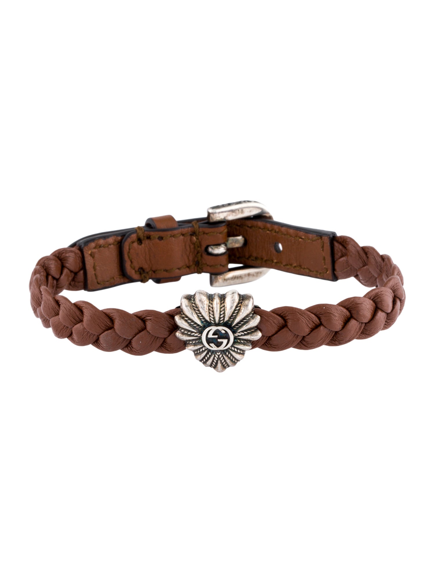 Gucci Leather Interlocking G Heart Wrap Bracelet