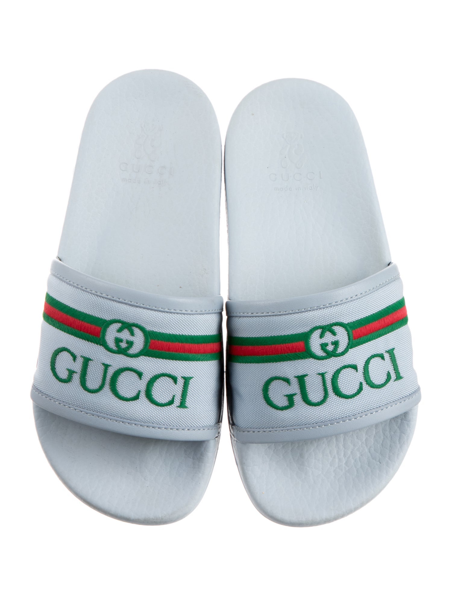 Gucci Embroidered Leather Slides