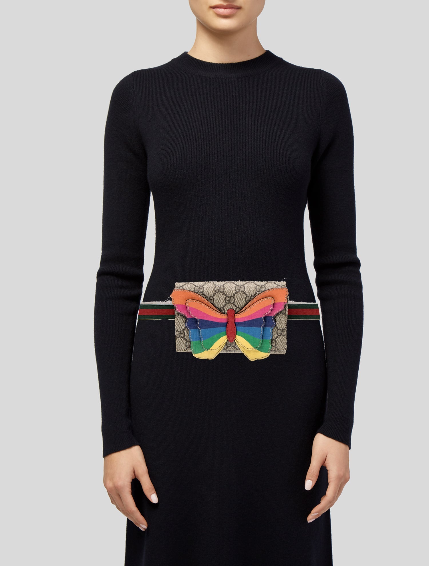 Gucci Girls' GG Supreme Rainbow Butterfly Belt Bag