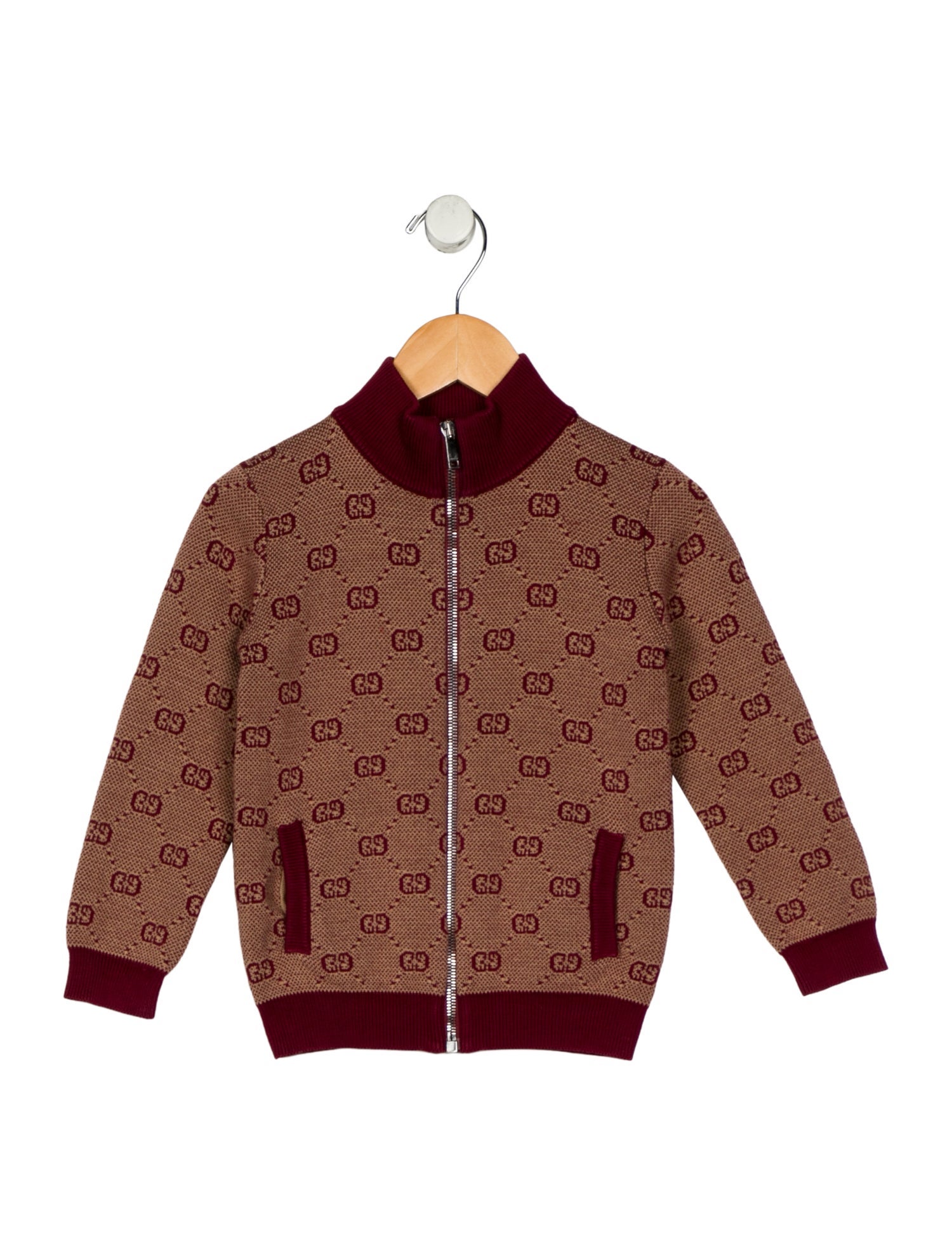 Gucci Red and neutral patterned casual jacket with zip closure