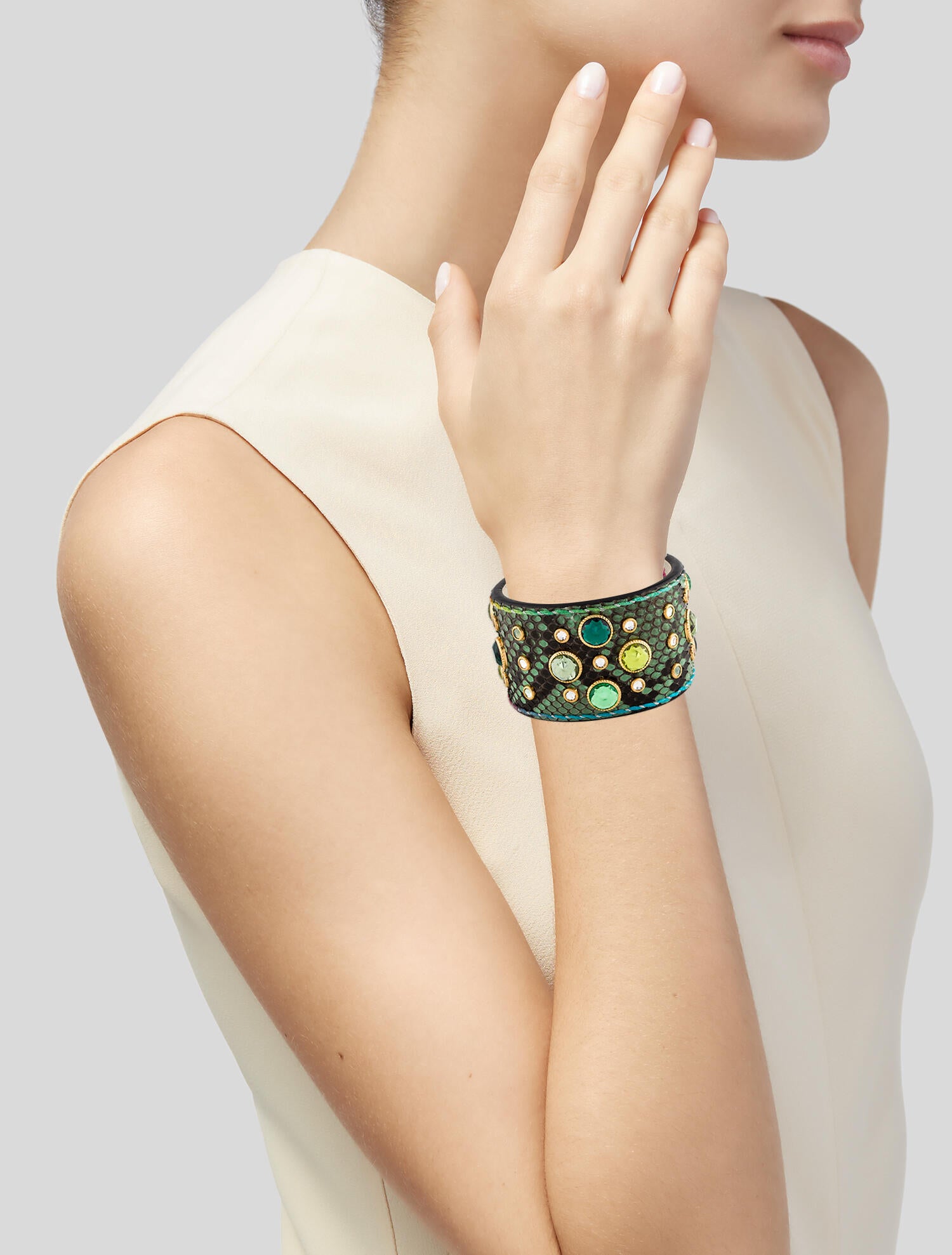 Gucci Python & Crystal Wrap Bracelet