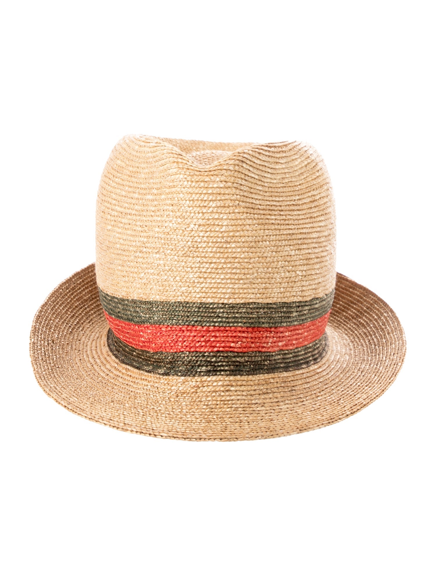 Gucci Neutral Gucci raffia hat with printed trim accent. Designer size xl