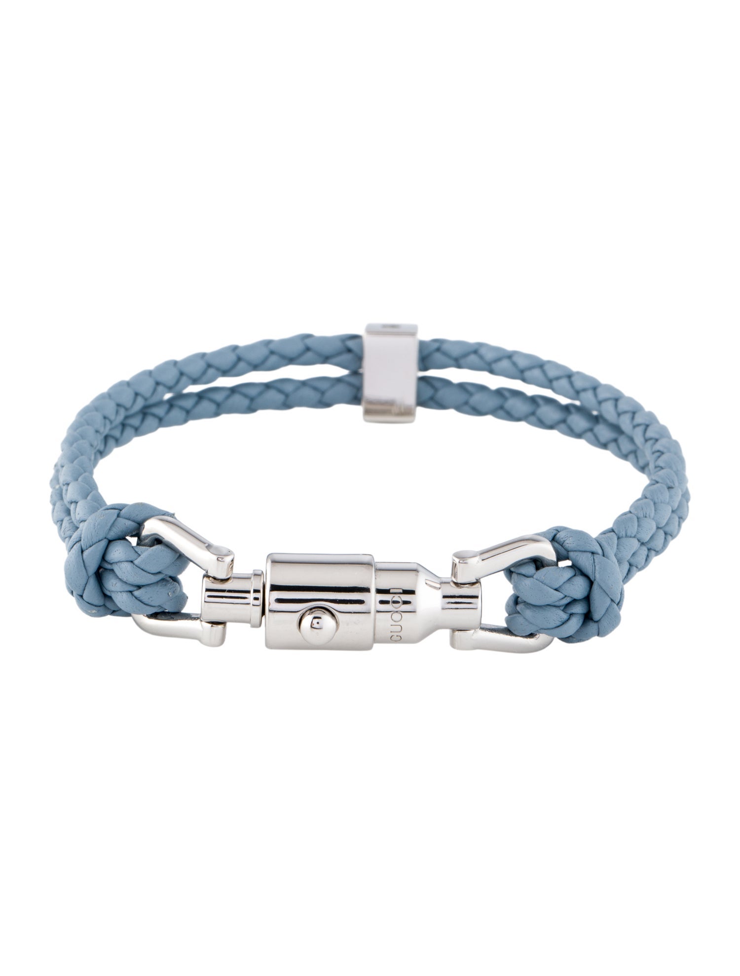 Gucci Leather Braided With Piston Detail Wrap Bracelet
