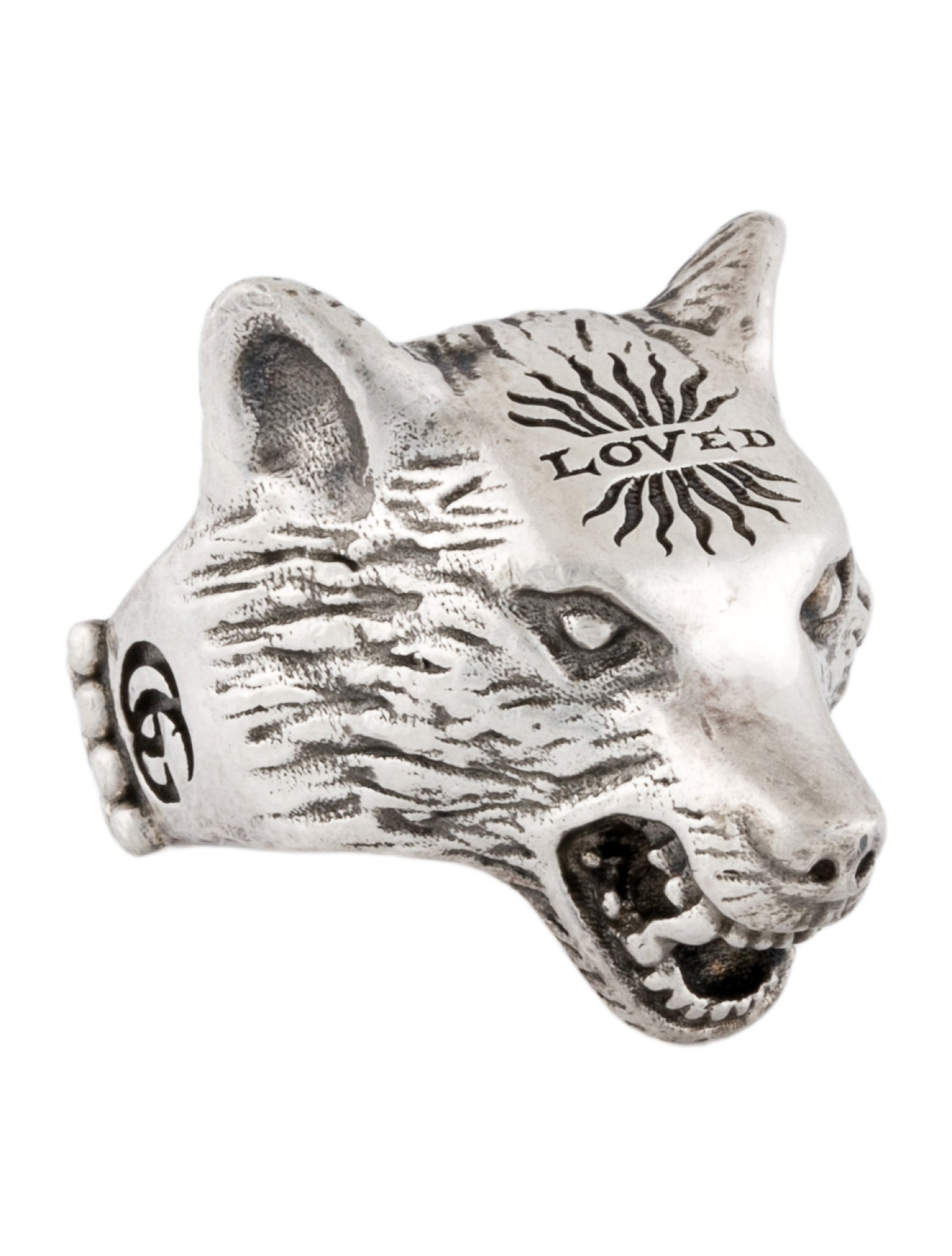 Gucci Anger Forest Wolf Head Cocktail Ring