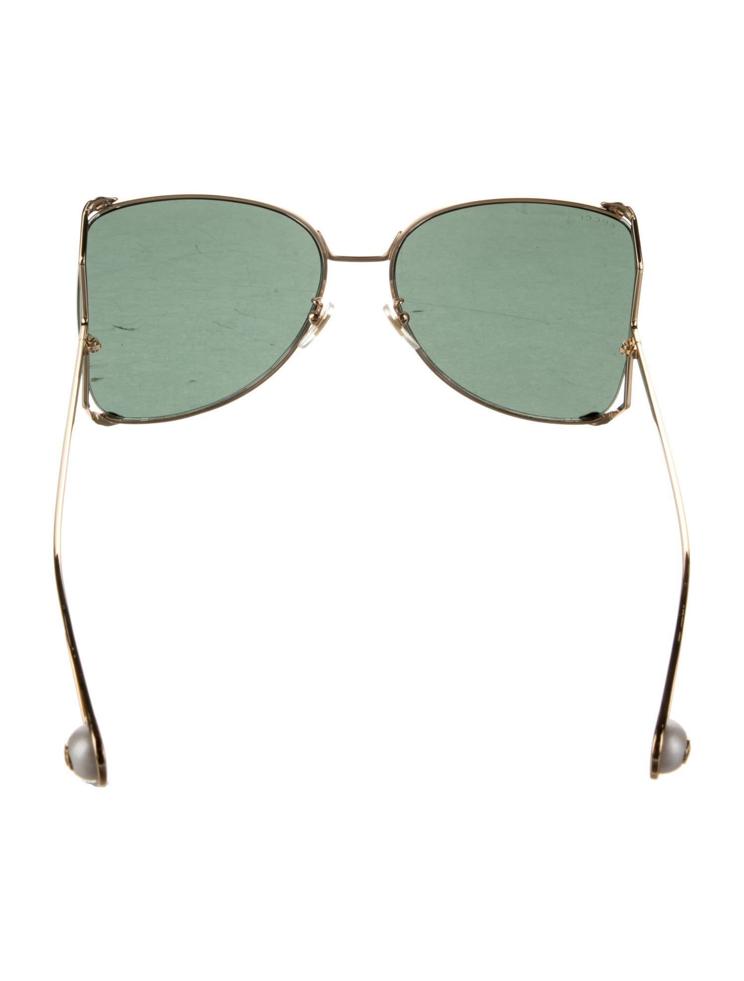 Gucci Faux Pearl Accents Aviator Sunglasses