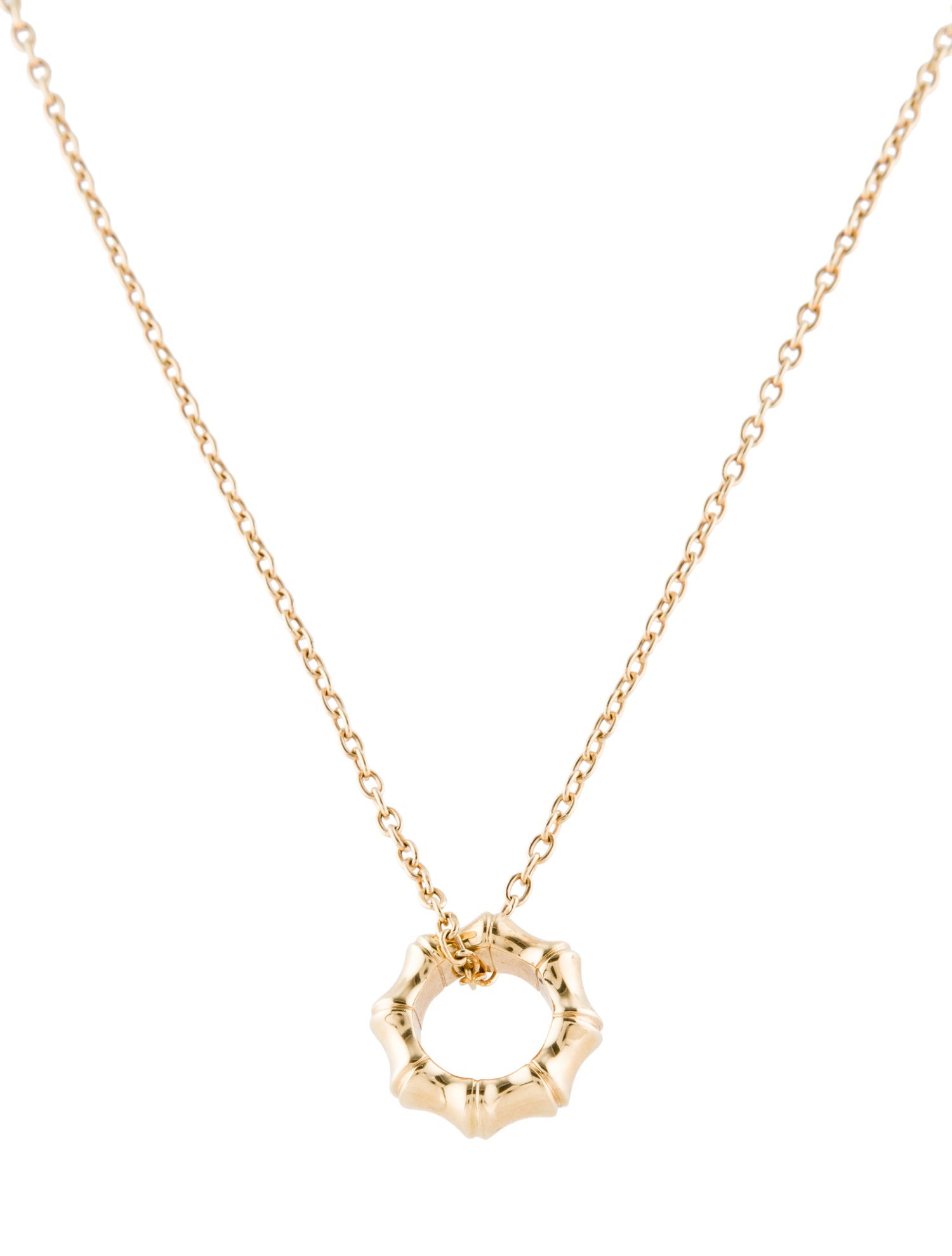 Gucci 18K Bamboo Circle Pendant Necklace