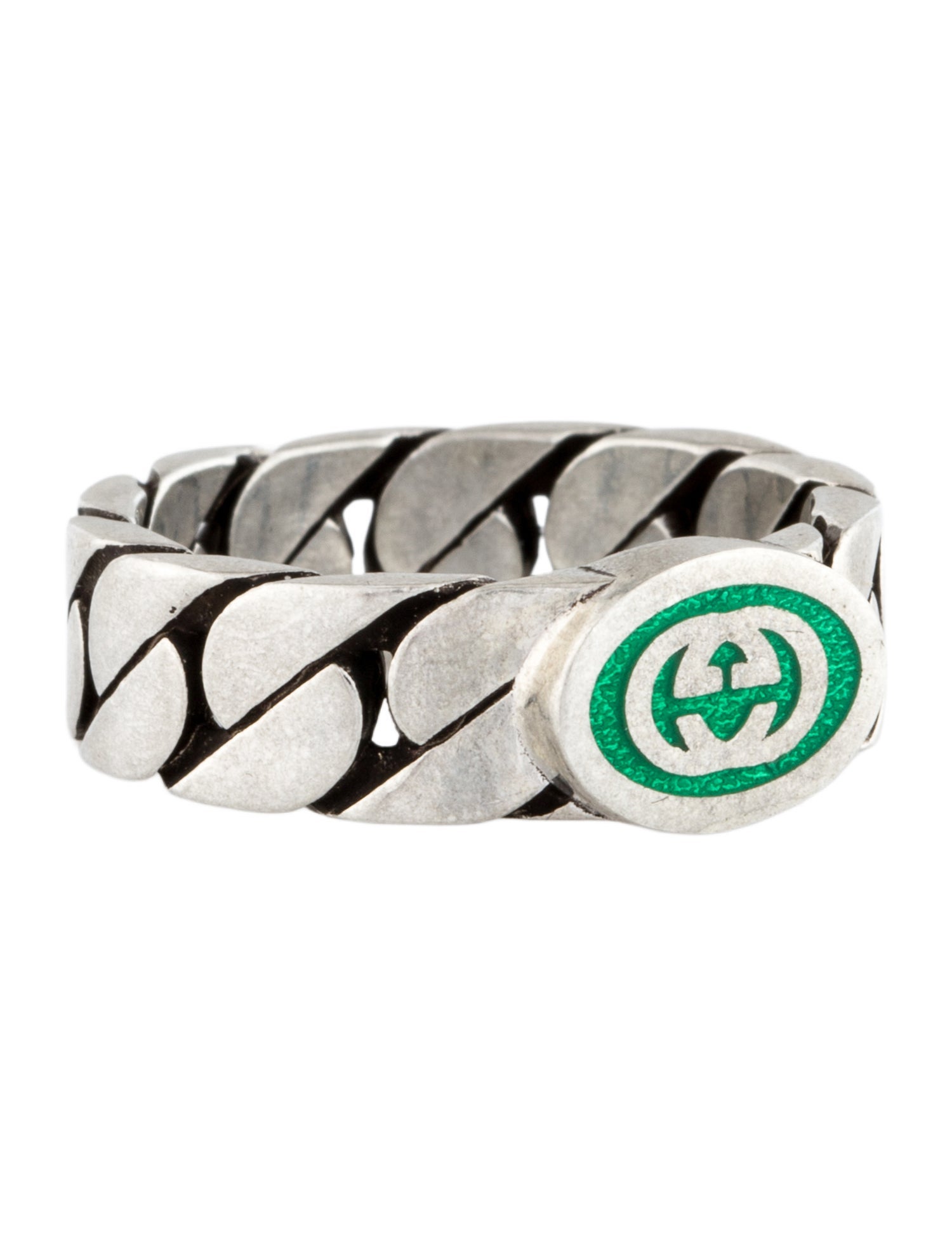 Gucci Enamel Interlocking G Chain Link Ring