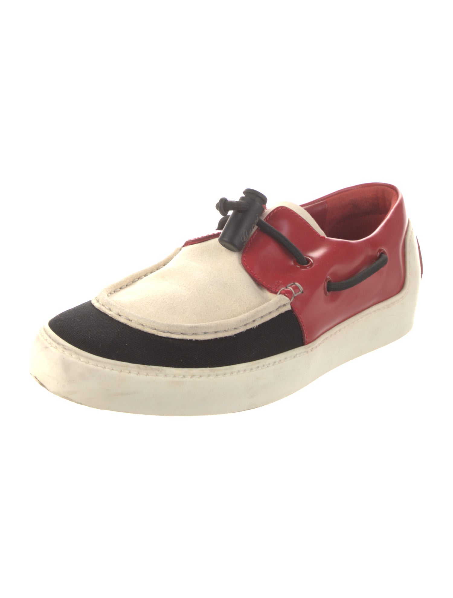 Gucci Leather Colorblock Pattern Boat Shoes