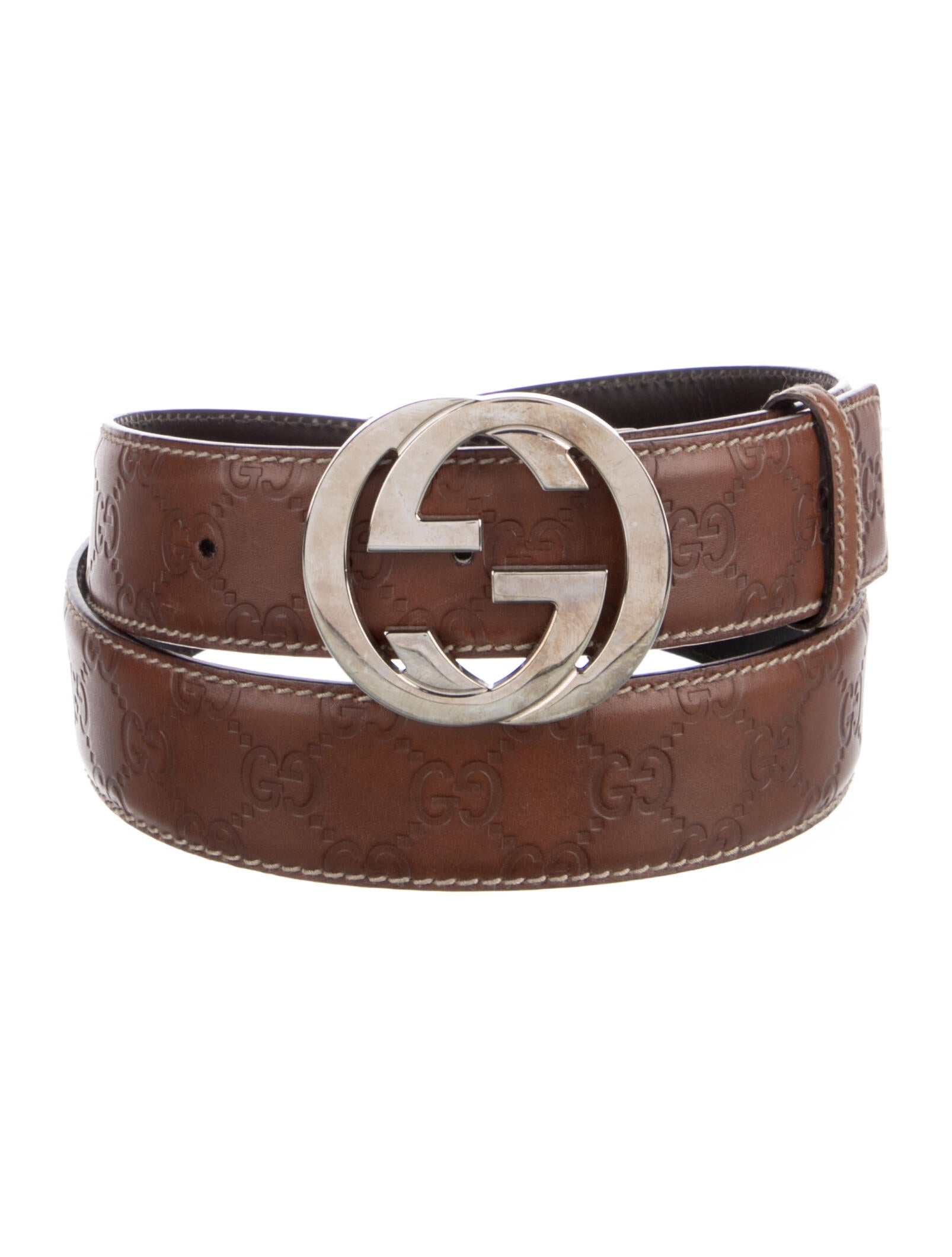 Gucci Interlocking G Logo Embossed Leather Belt Kit