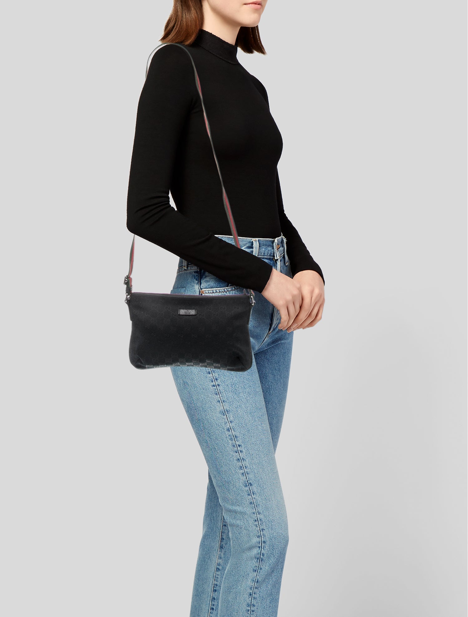 Gucci GG Canvas GG Canvas Web Striped Shoulder Bag Small