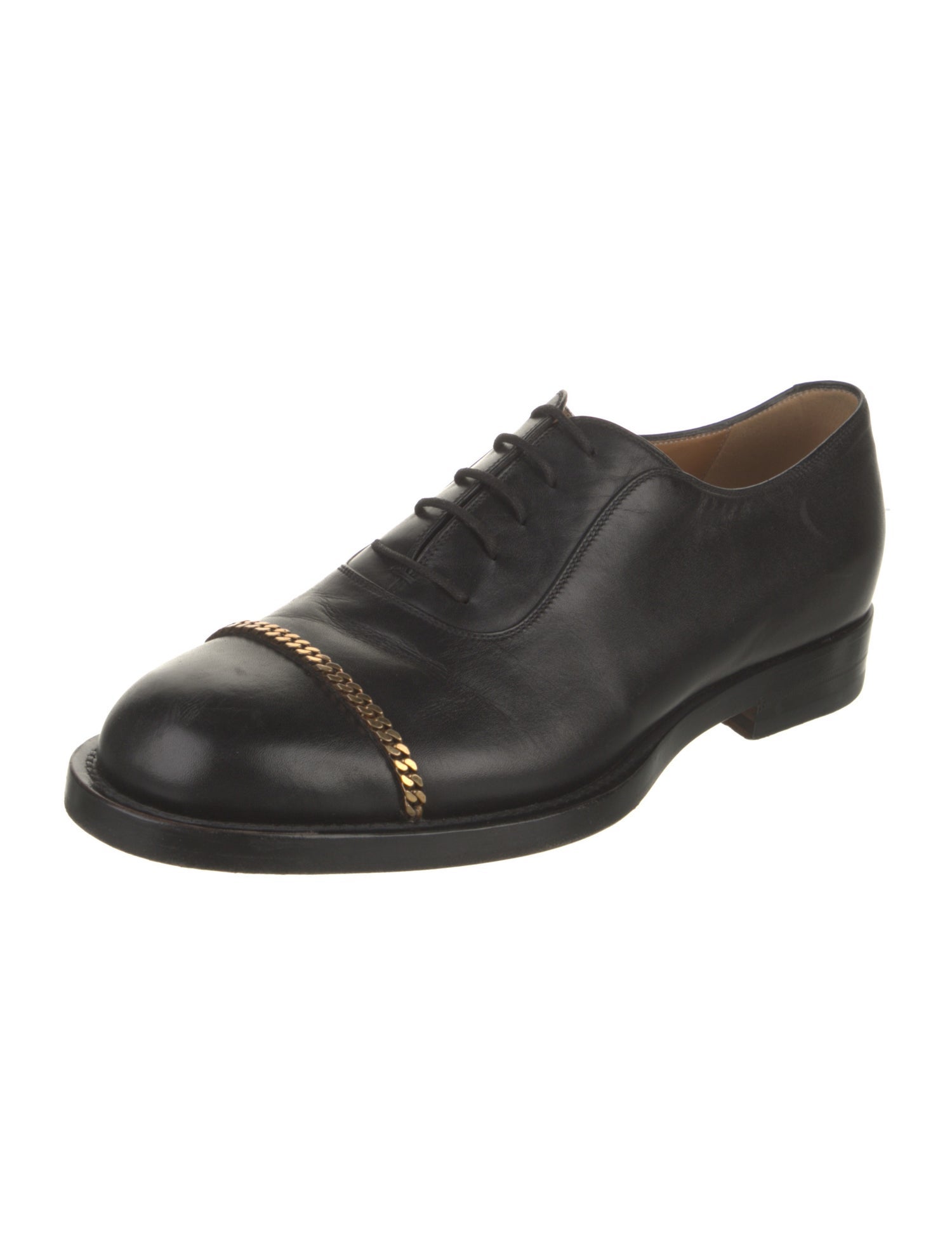 Gucci Leather Chain-Link Accents Oxfords
