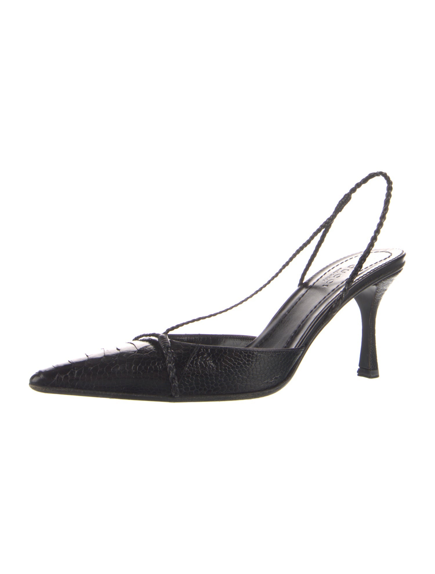 Gucci Alligator Braided Accents Slingback Pumps