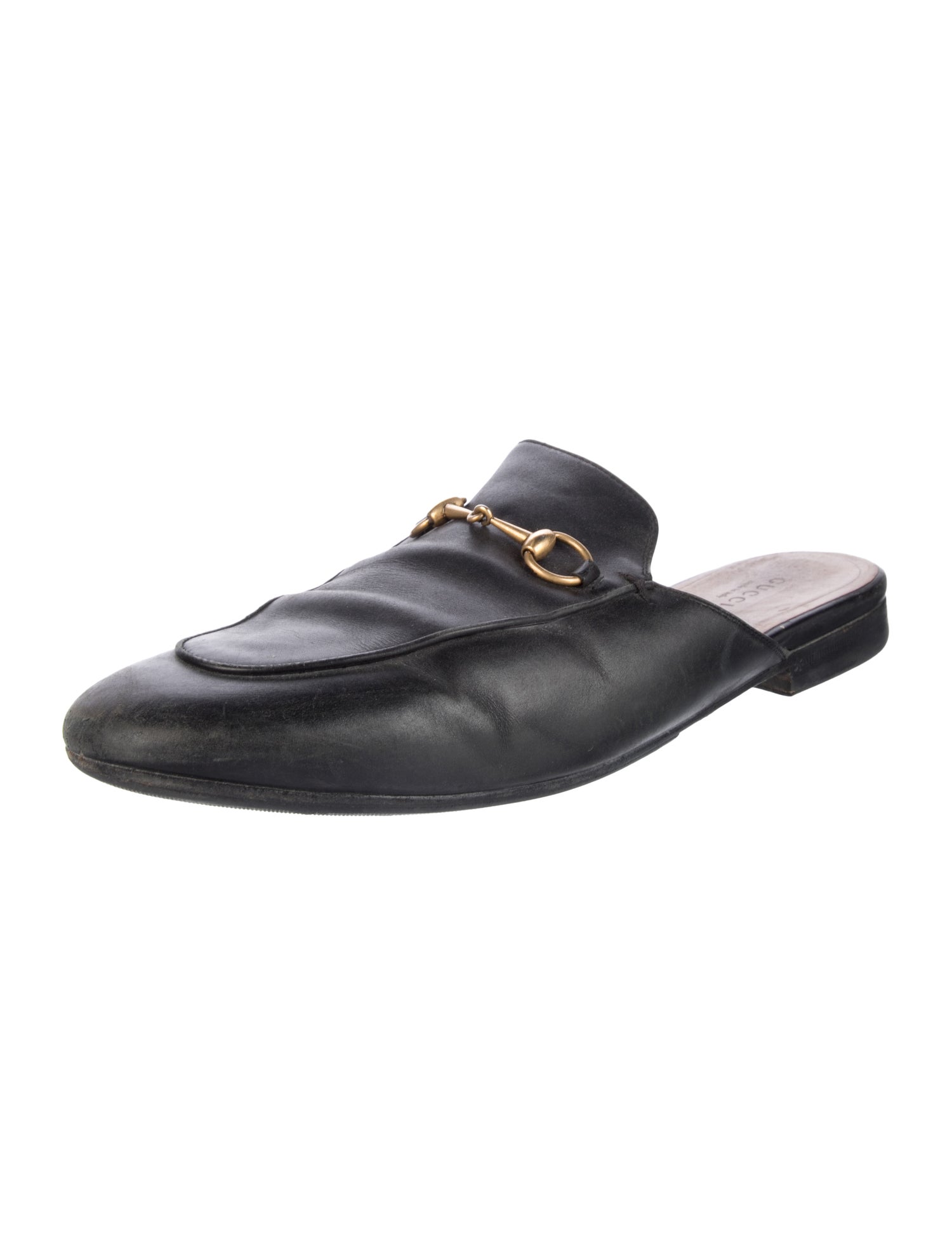 Gucci Horsebit Accent Leather Slippers