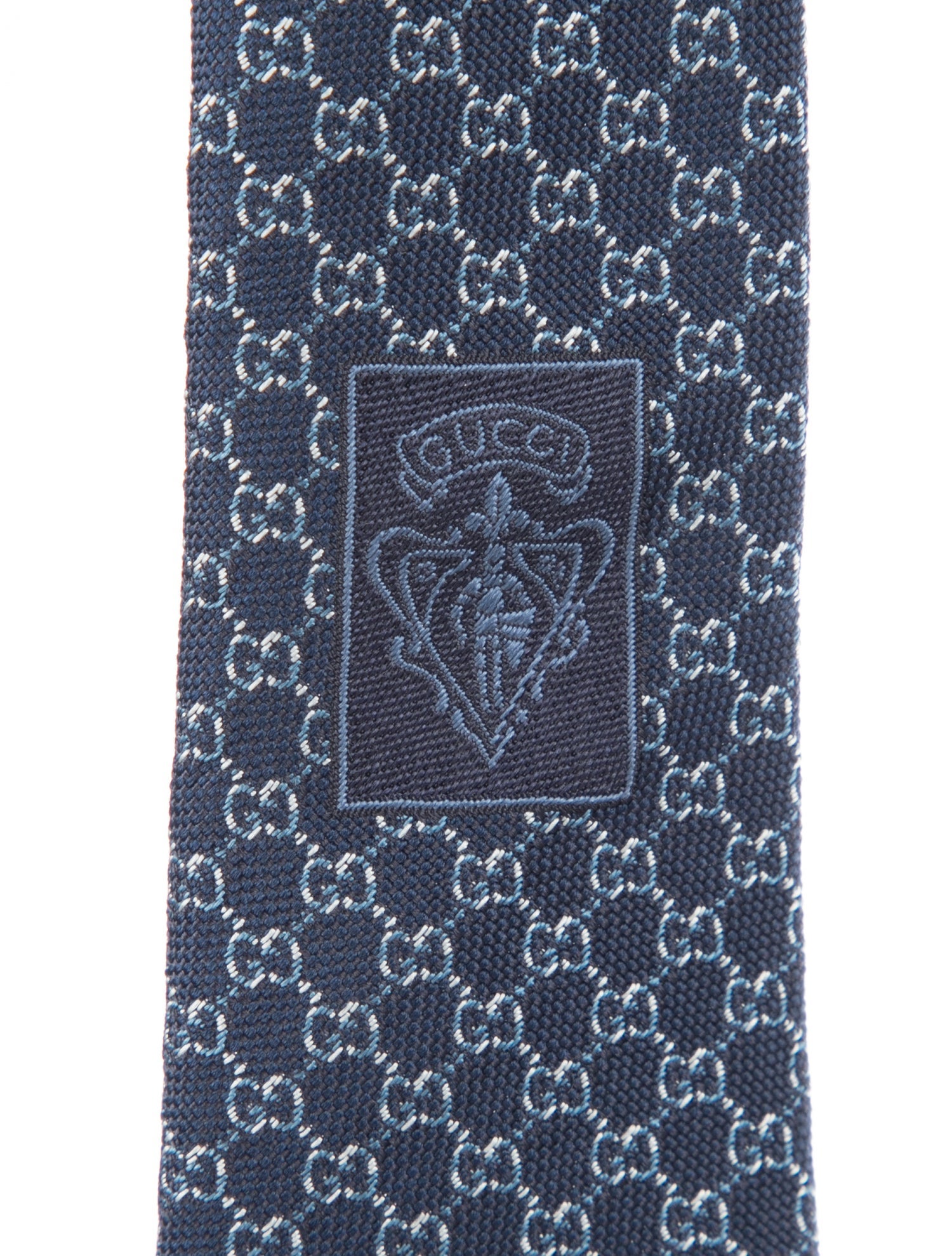Gucci Blue Patterned GG supreme Silk Tie
