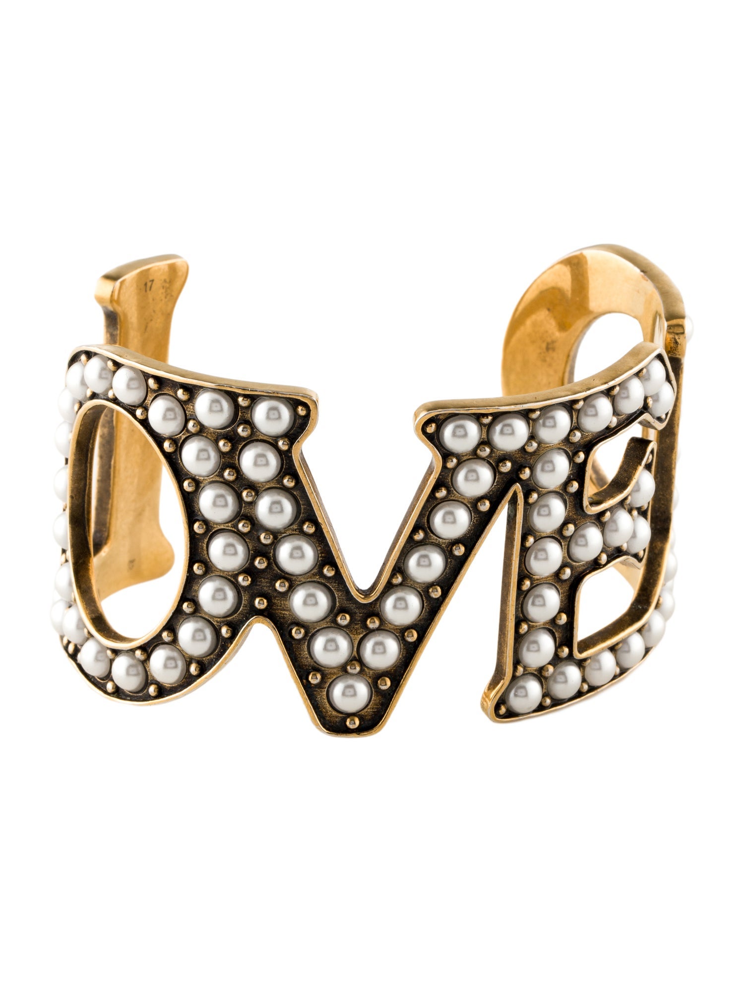 Gucci Faux Pearl 'Loved' Cuff Bracelet