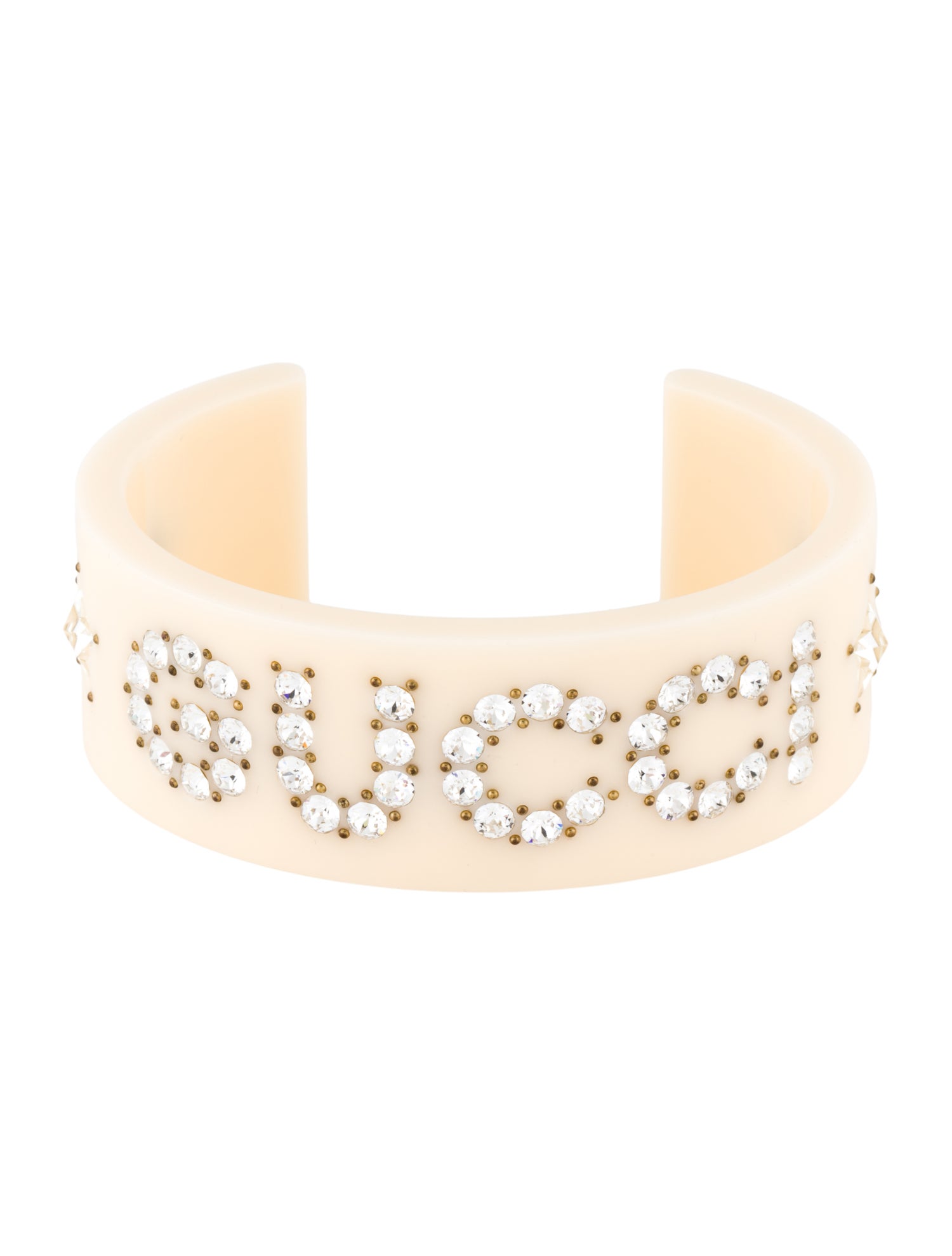 Gucci Crystal & Resin Logo Cuff Bracelet