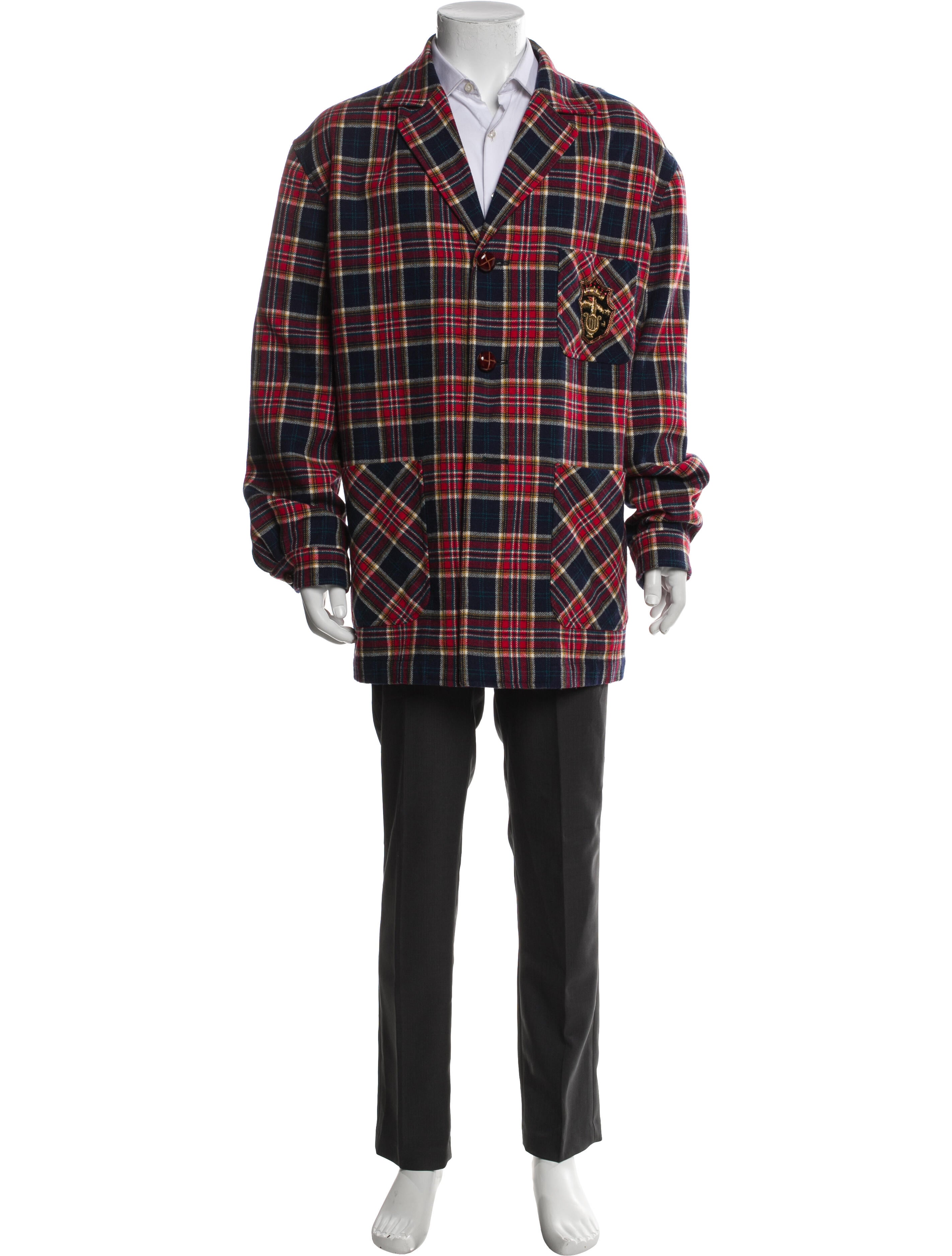 Gucci Wool Plaid Print Overcoat