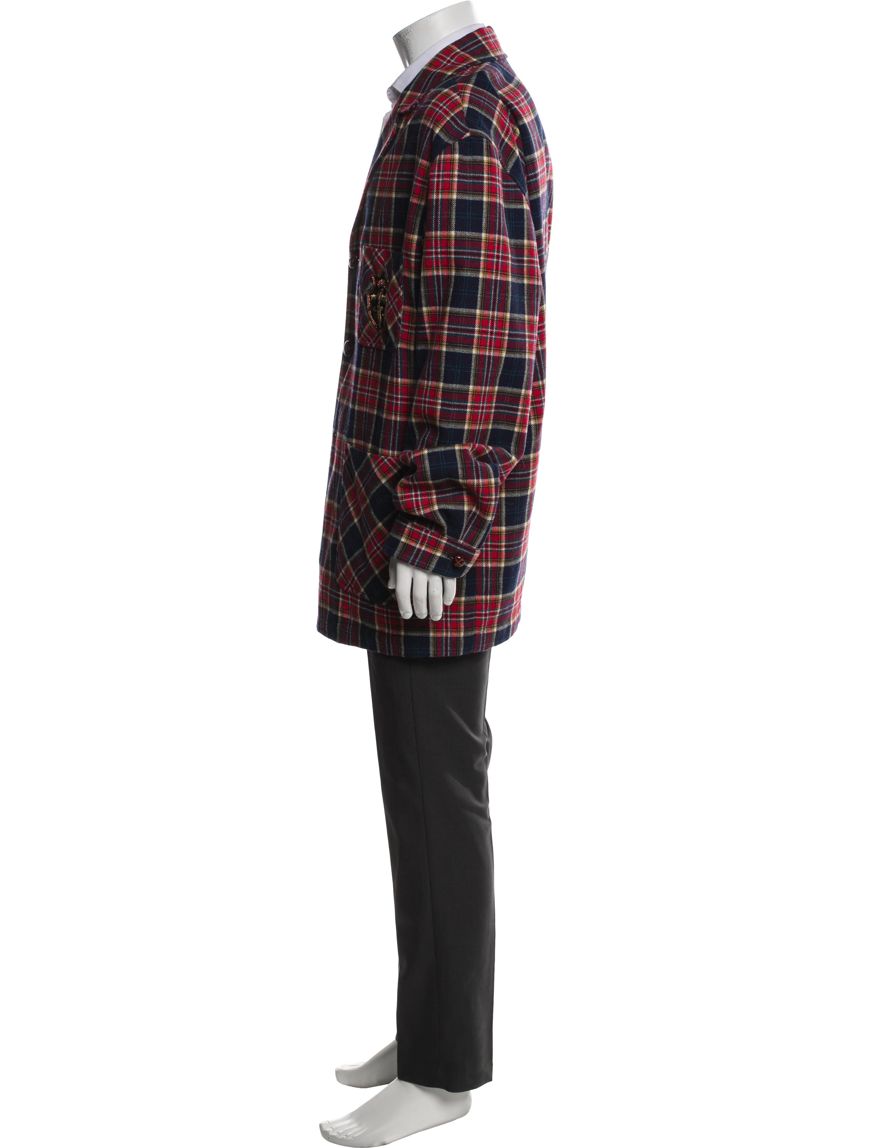 Gucci Wool Plaid Print Overcoat