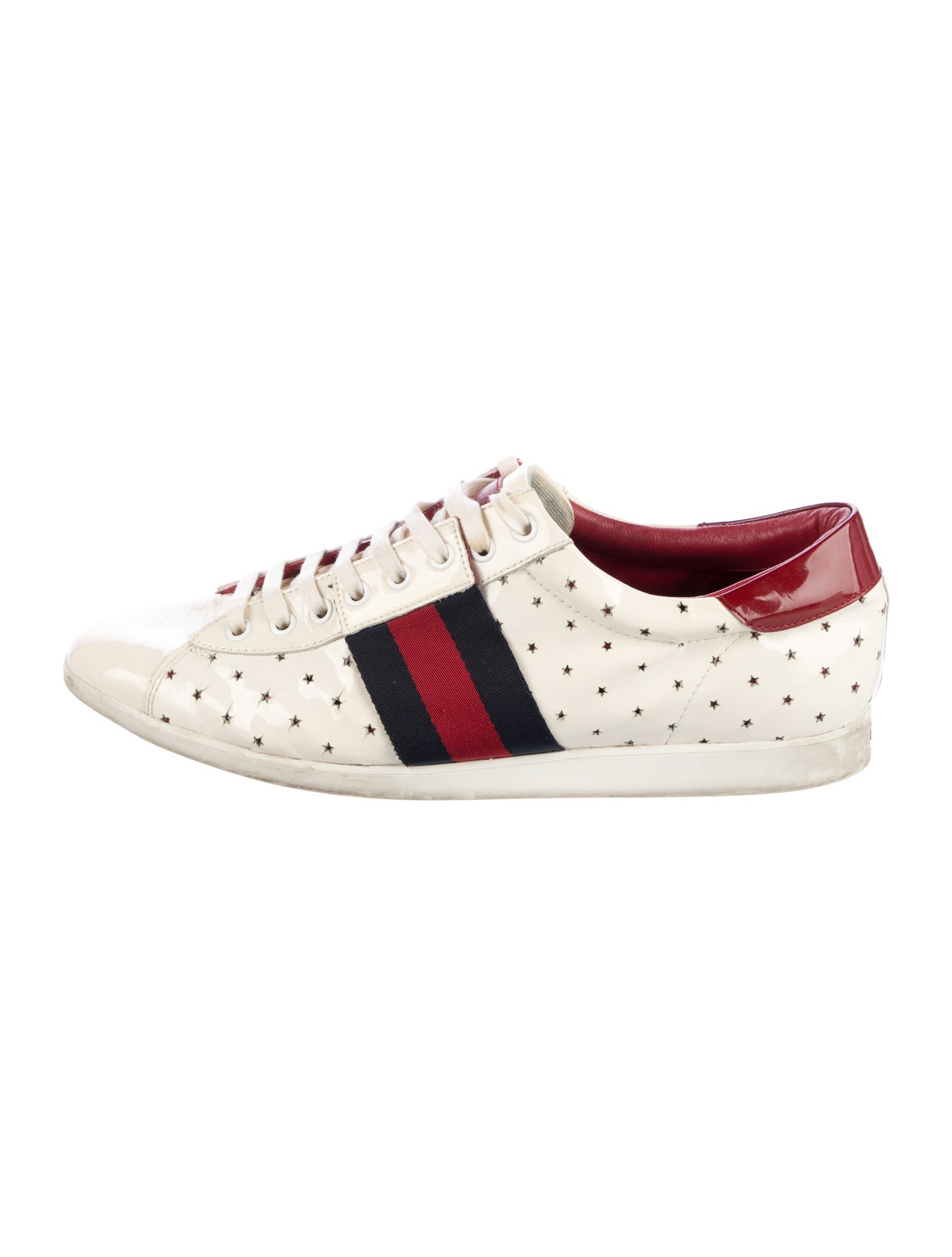 Gucci Sylvie Web Accent Patent Leather Sneakers