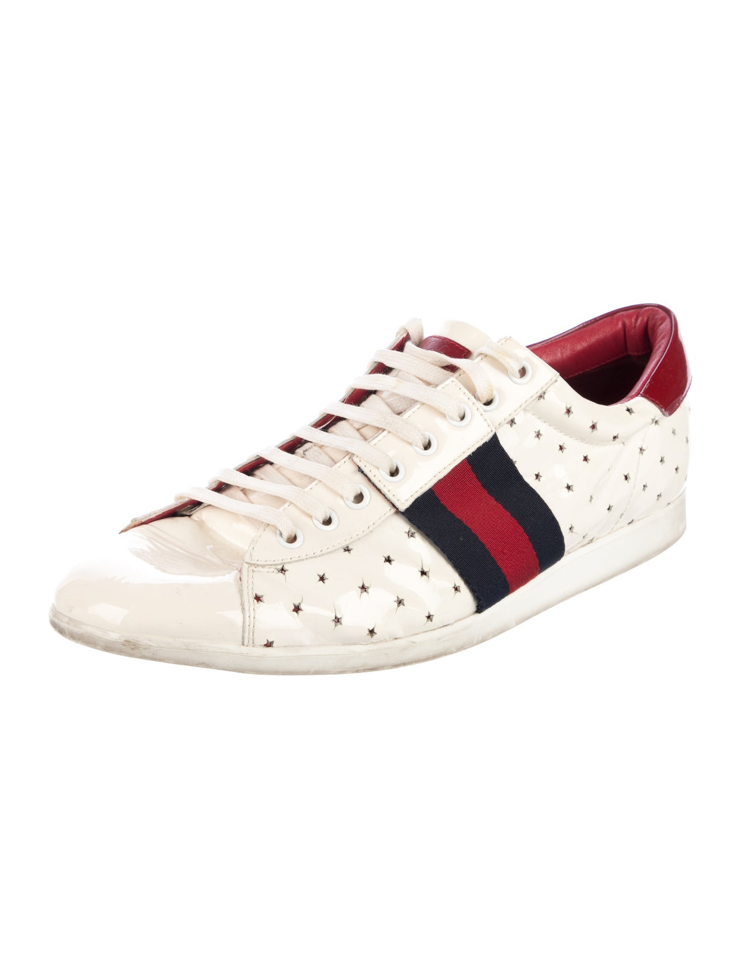Gucci Sylvie Web Accent Patent Leather Sneakers