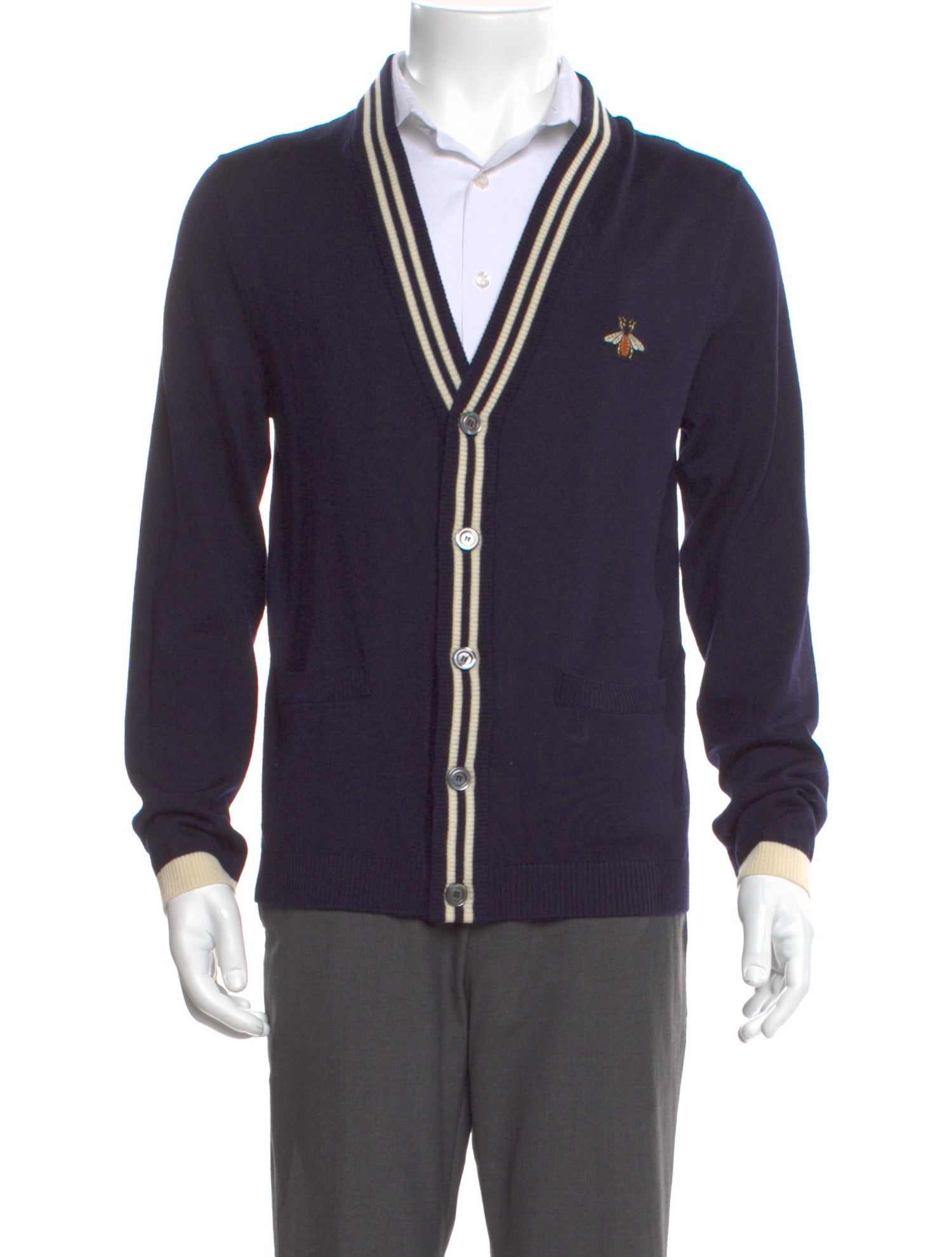 Gucci Bee Accent Wool Cardigan