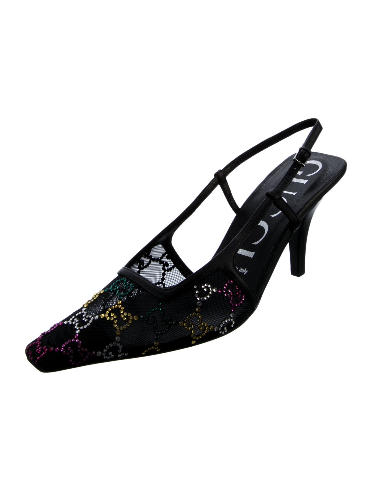 Gucci Leather Patterned Slingback Pumps