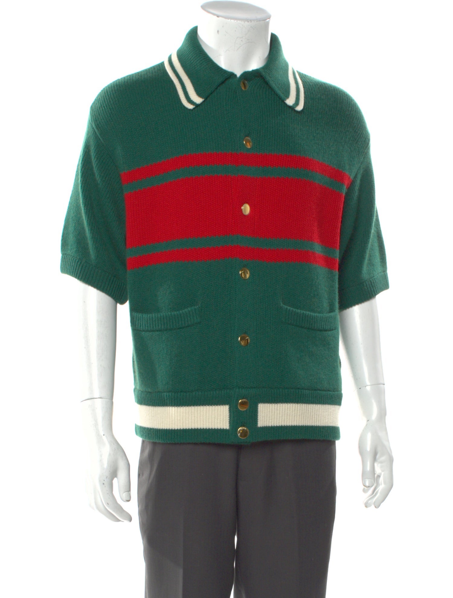 Gucci Wool Colorblock Pattern Polo Sweater w/ Tags